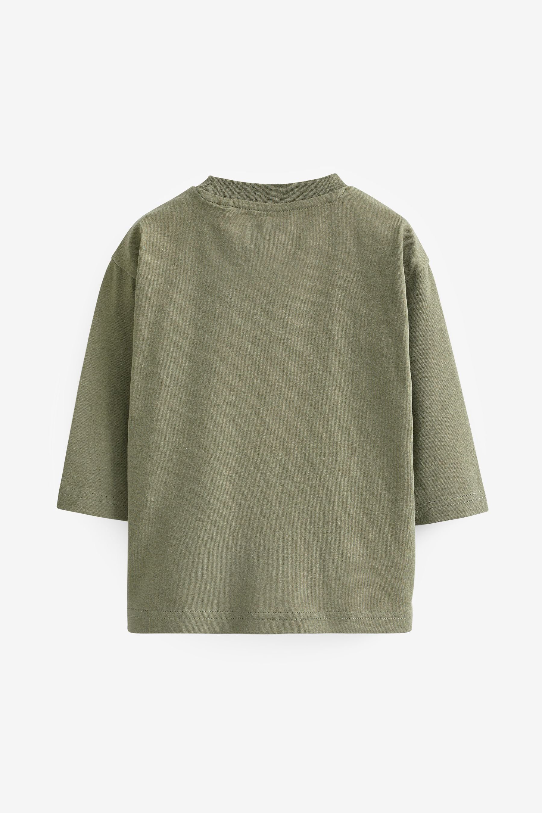 Shirt (1-tlg) Khaki Langärmeliges, Next Langarmshirt lizenziertes Green