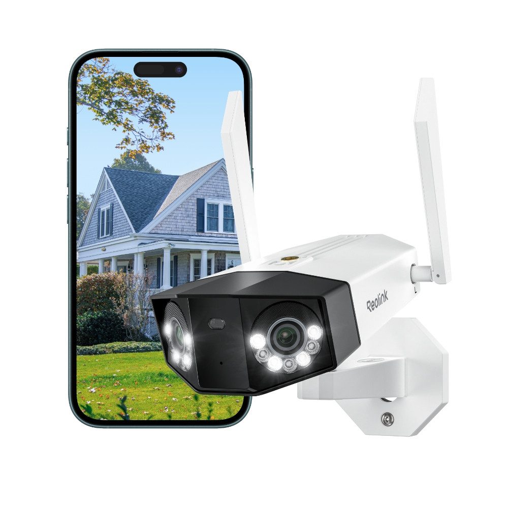 Reolink Überwachungskamera 16MP Wi-Fi 6 mit 180° Panoramablick (Außenbereich, Bewegungsspur,Farbnachtsicht mit Spotlight,2-Wege-Audio, IP67)