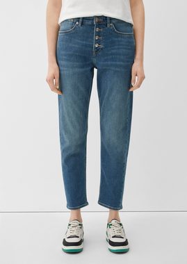 s.Oliver 5-Pocket-Jeans Ankle-Jeans Franciz / Relaxed Fit / Mid Rise / Tapered Leg Waschung, Leder-Patch
