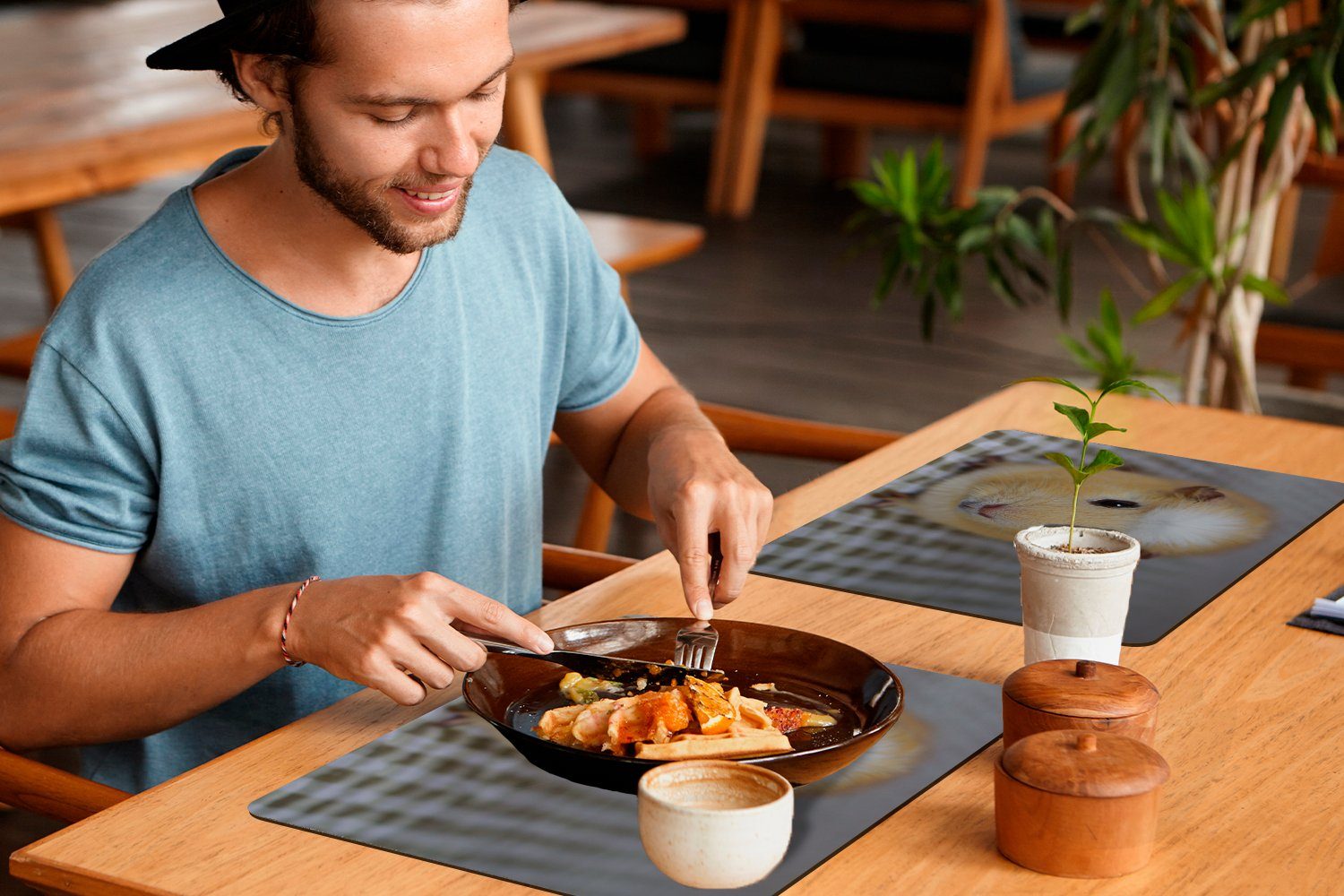 Platzset, Kleines Meerschweinchen, MuchoWow, Platzmatte, Platzset, Platzdecken, (6-St), Schmutzabweisend Tischmatten