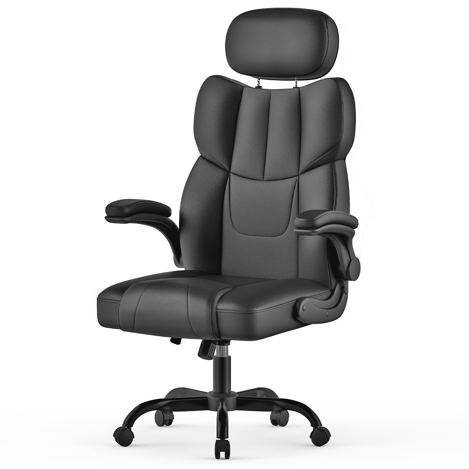 ZAISZE Bürostuhl Ergonomischer Leder Bürostuhl mit verstellbarer Position (Spar-Set), Verstellbare Armlehnen, Lendenstütze & atmungsaktive Rückenlehne