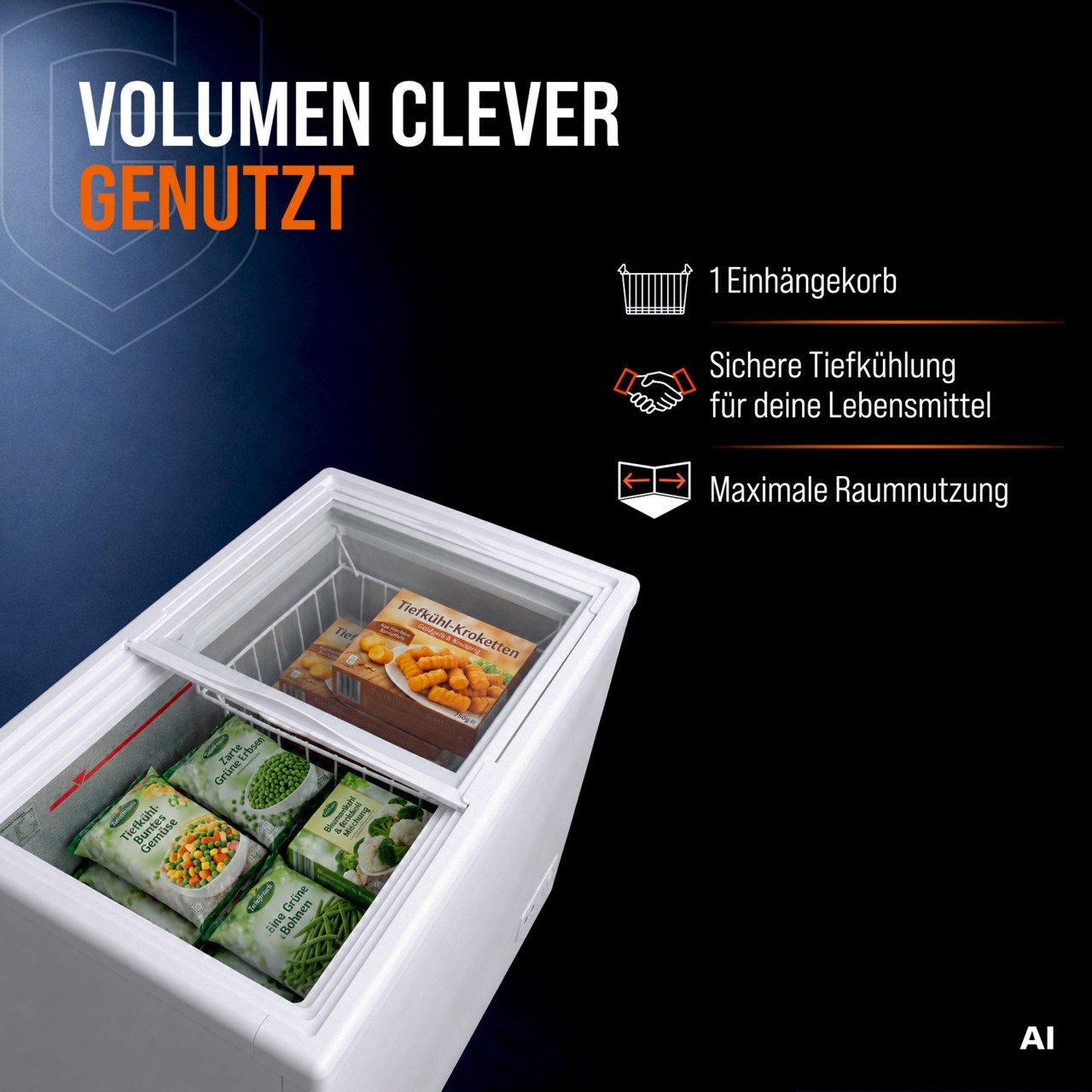 GastroHero Gefriertruhe Tiefkühltruhe ECO 200 mit Glasschiebedeckel TKTR-ECO200N, 96 cm breit, 197 l, 70 mm Isolierung, statische Kühlung, mechanisches Thermost – Bild 4 von 5