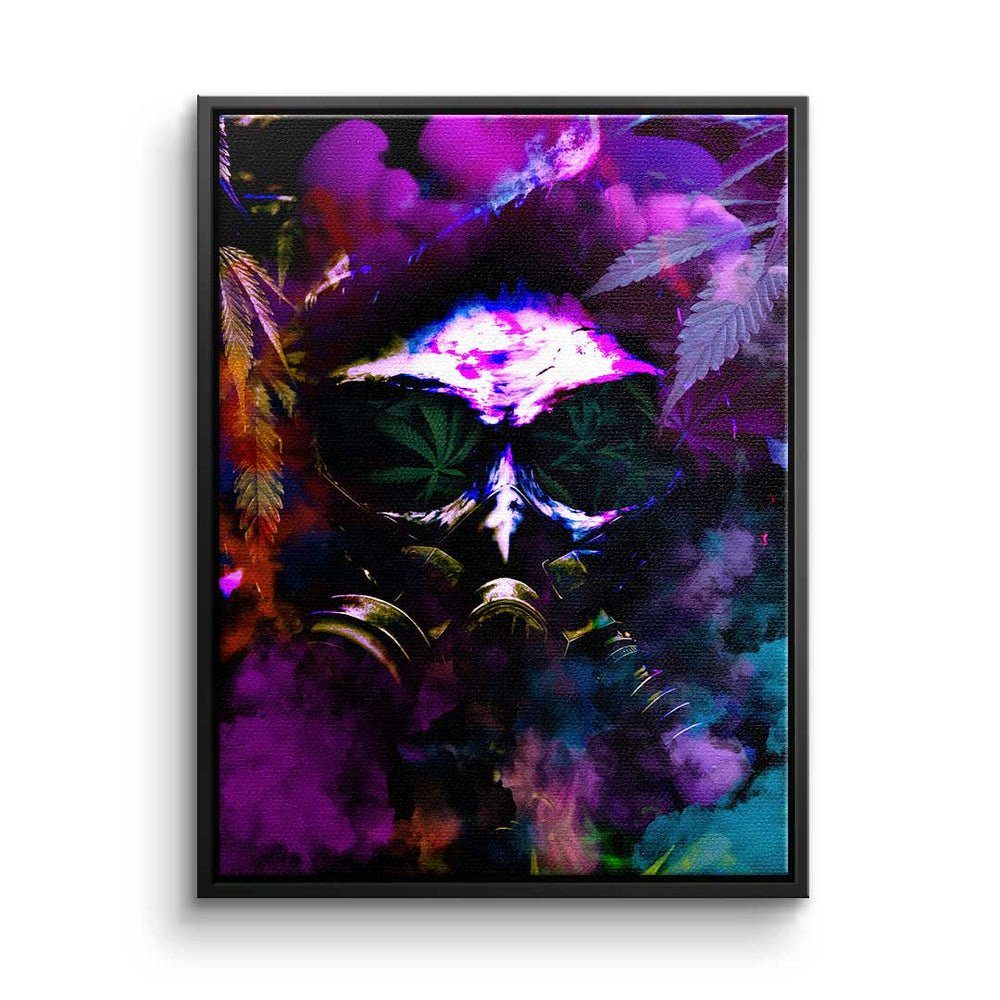 DOTCOMCANVAS® Leinwandbild, Premium Leinwandbild - Pop Art - Cannabis Feld - Mindset - Relax schwarzer Rahmen