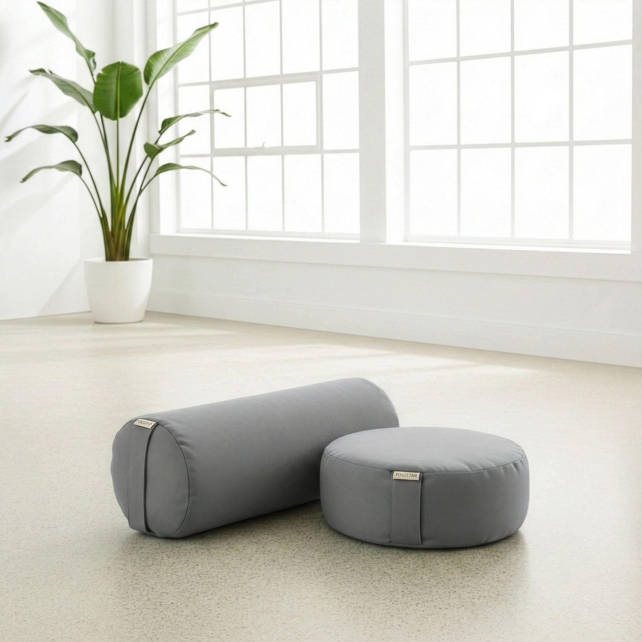 Yogistar Yogakissen Yoga-Set Ananda (Meditationskissen Dhyana + Yoga-Bolster Samtosha), Yoga-Set: rundes Meditationskissen & rundes Bolster, bequem, stabil