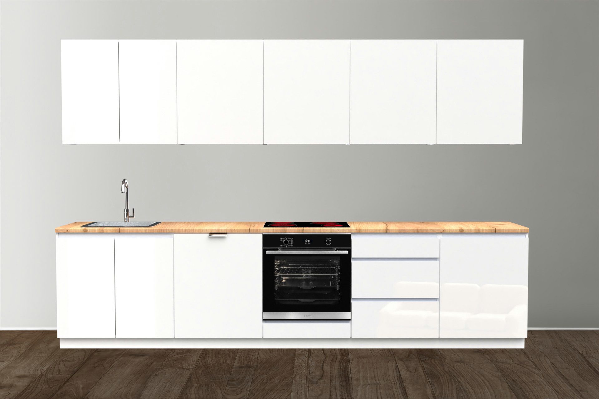 OMILI Küchenzeile OMEGA Grifflose (Breite 320cm), Fronten19 mm Acryl,SOFTCL günstig online kaufen