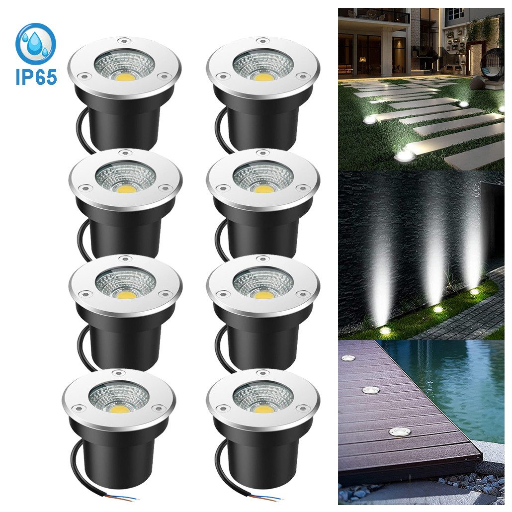 Jibenhome LED Gartenstrahler Bodenstrahler Außen Wasserdicht Bodenleuchte für Weg Garten Hof, LED fest integriert, IP65 5W, 8 Stück Bodeneinbaustrahler Terassenbeleuchtung,Kaltweiß