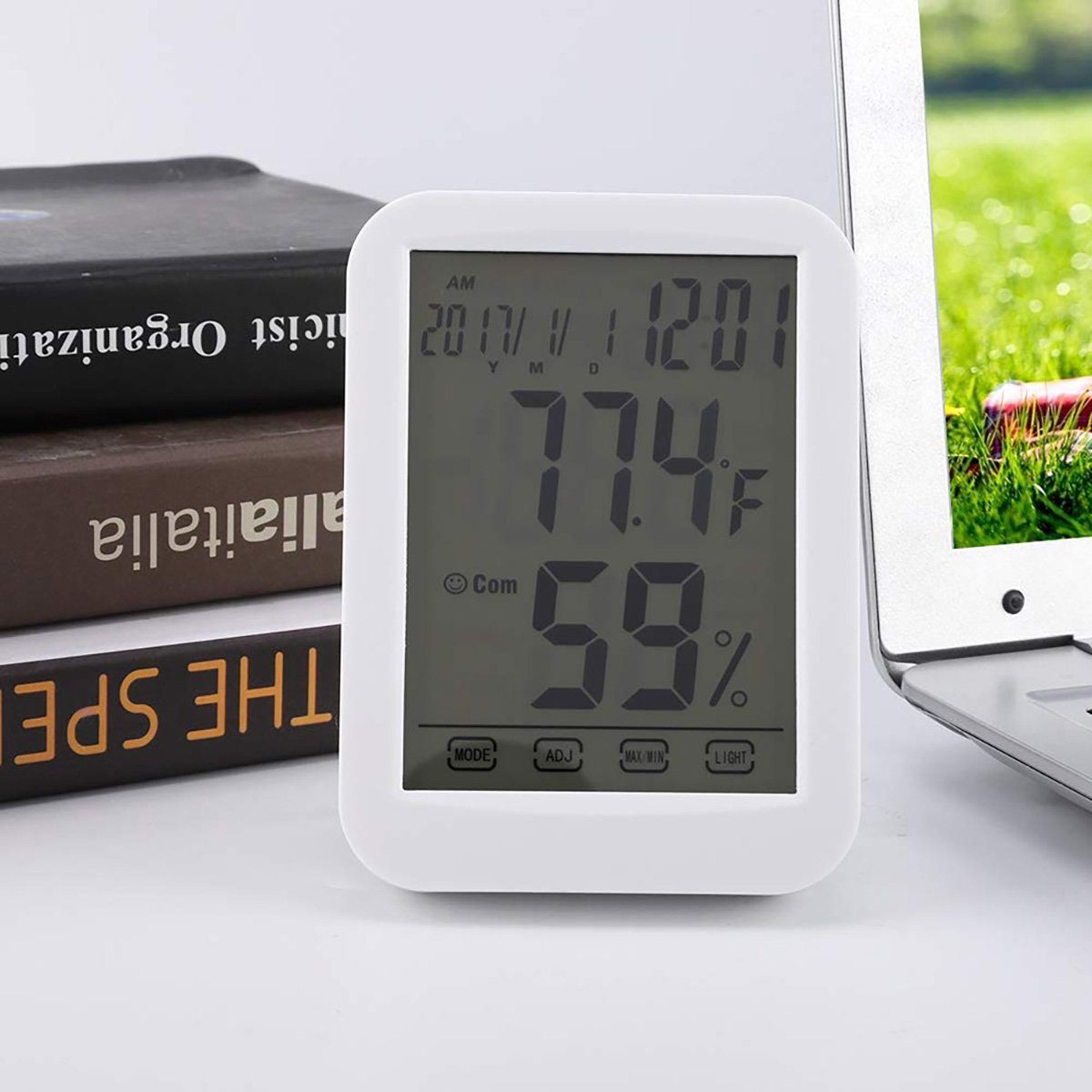 Touchscreen, Heimgebrauch (1-St), Temperatur- Touch-Großbilduhr götäzer und Raumthermostat Bildschirm, Großer Digitalanzeige, Luftfeuchtigkeitsmesser,