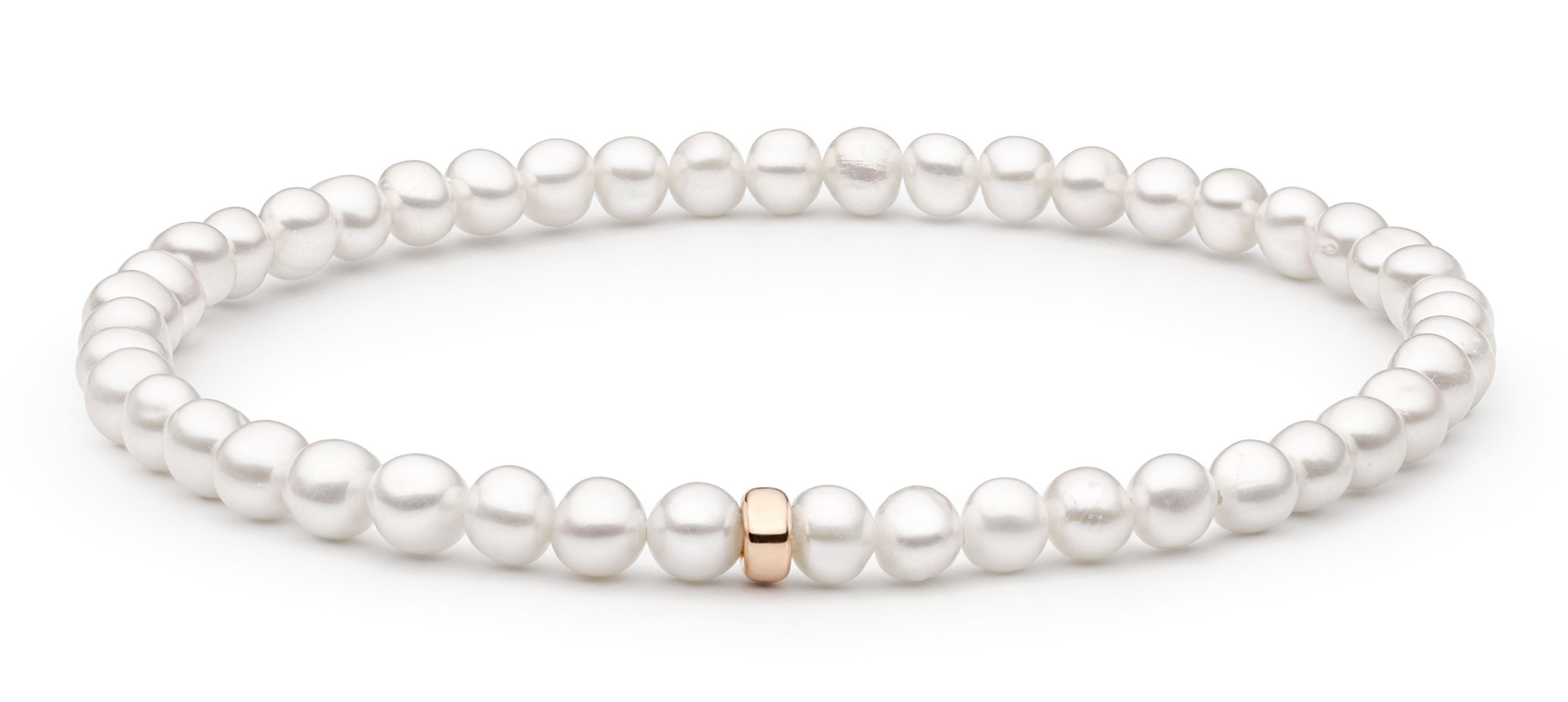 Gaura Pearls Perlenarmband klassisch weiß rund 4-4.5 mm, 17,5 cm flex, echt günstig online kaufen