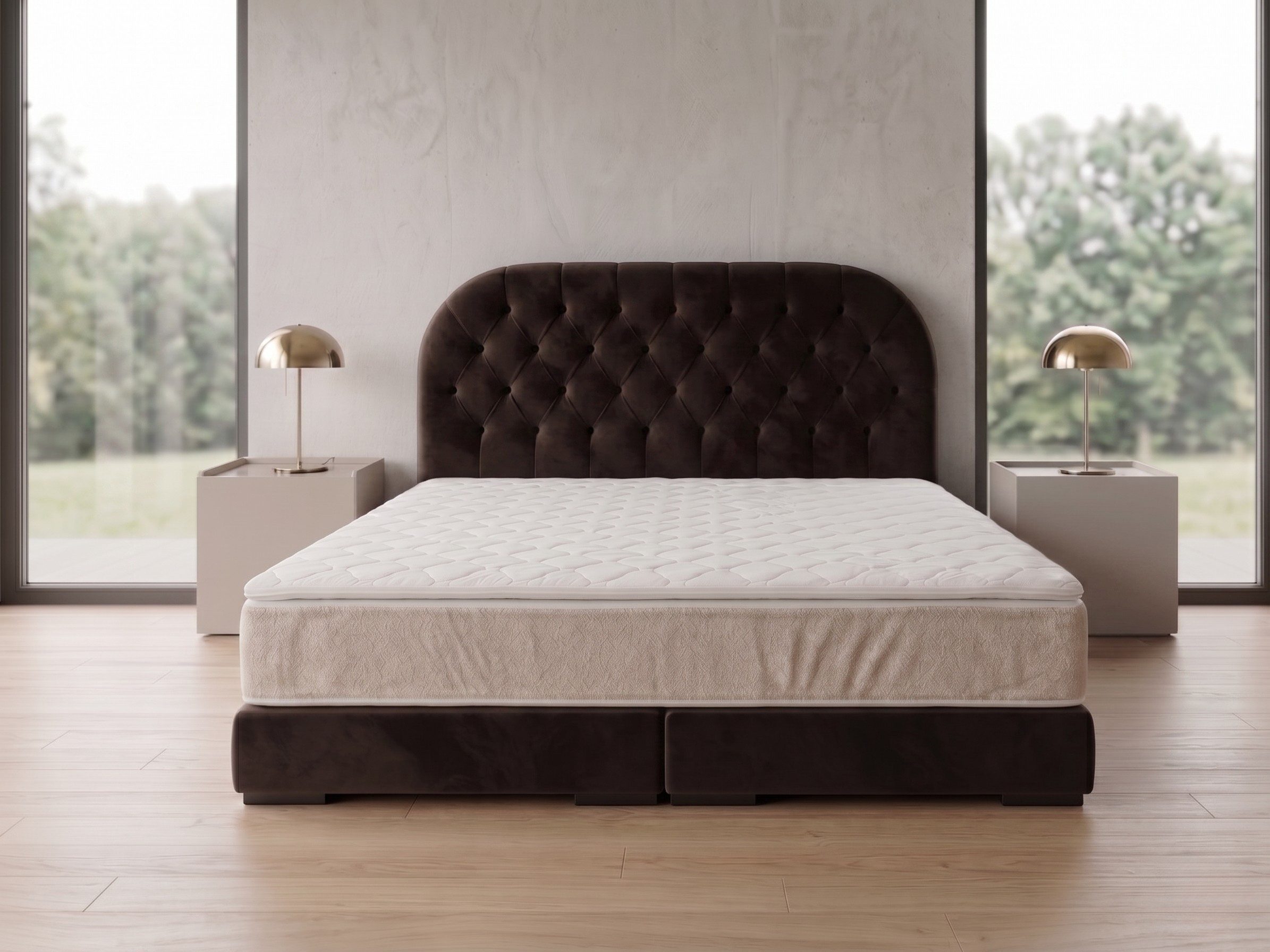 A&J MöbelLand GmbH Polsterbett LEON mit Kopfteil - Stilvolles Bettgestell für Ihr Schlafzimmer (Länge: 209 cm, Höhe Kopfteil: 110 cm, 4 Kopfteil-Varianten, 7 Größen zur Auswahl, Modernes Design, TOP ANGEBOT!, Inklusive Bettgestell), Komplettgestell-Set