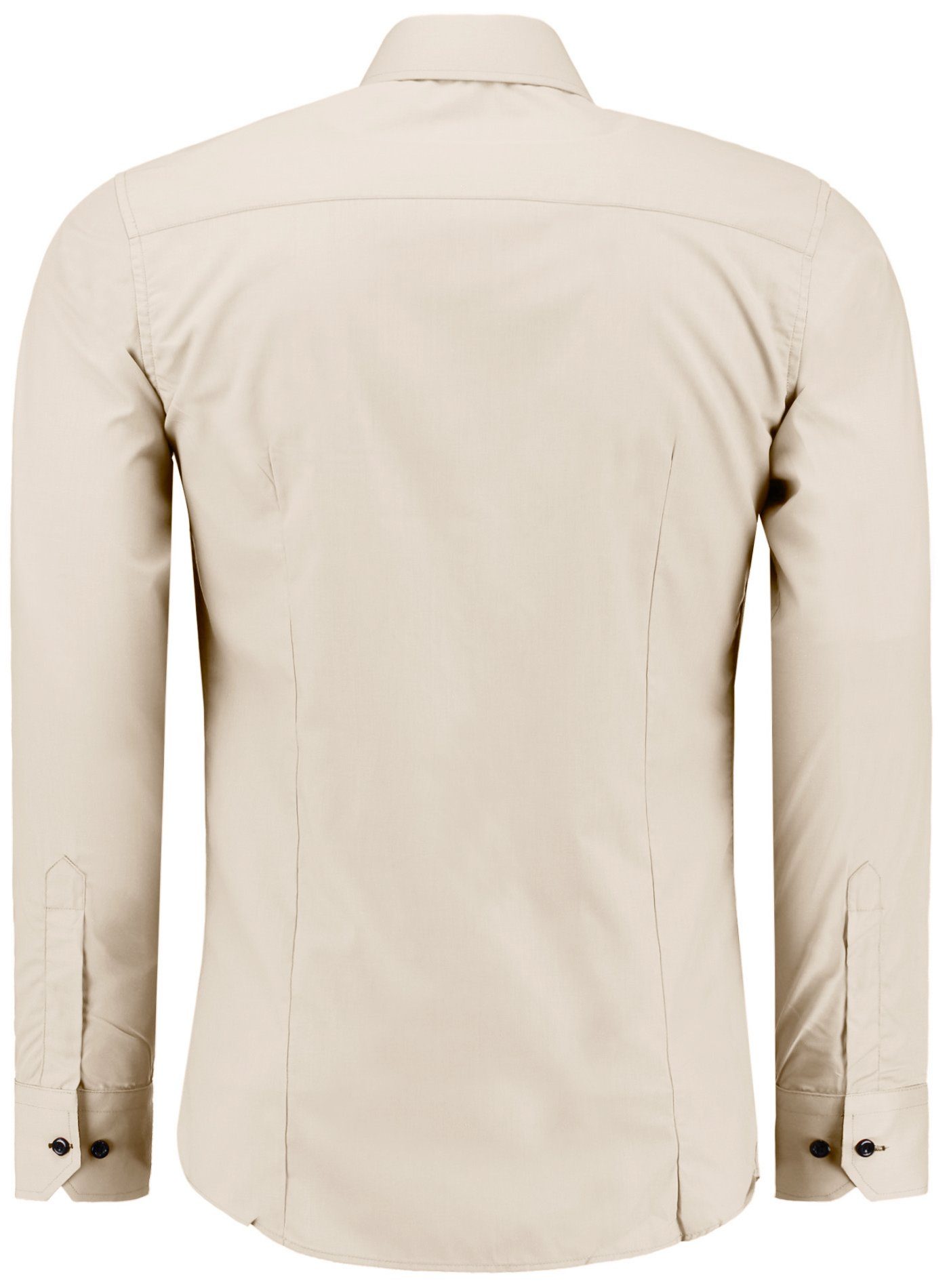 J'S FASHION Businesshemd JS12105 Slim Fit Langarm Herren Hemd mit farblich abgesetzten Elementen, Langarm Kentkragen Uni