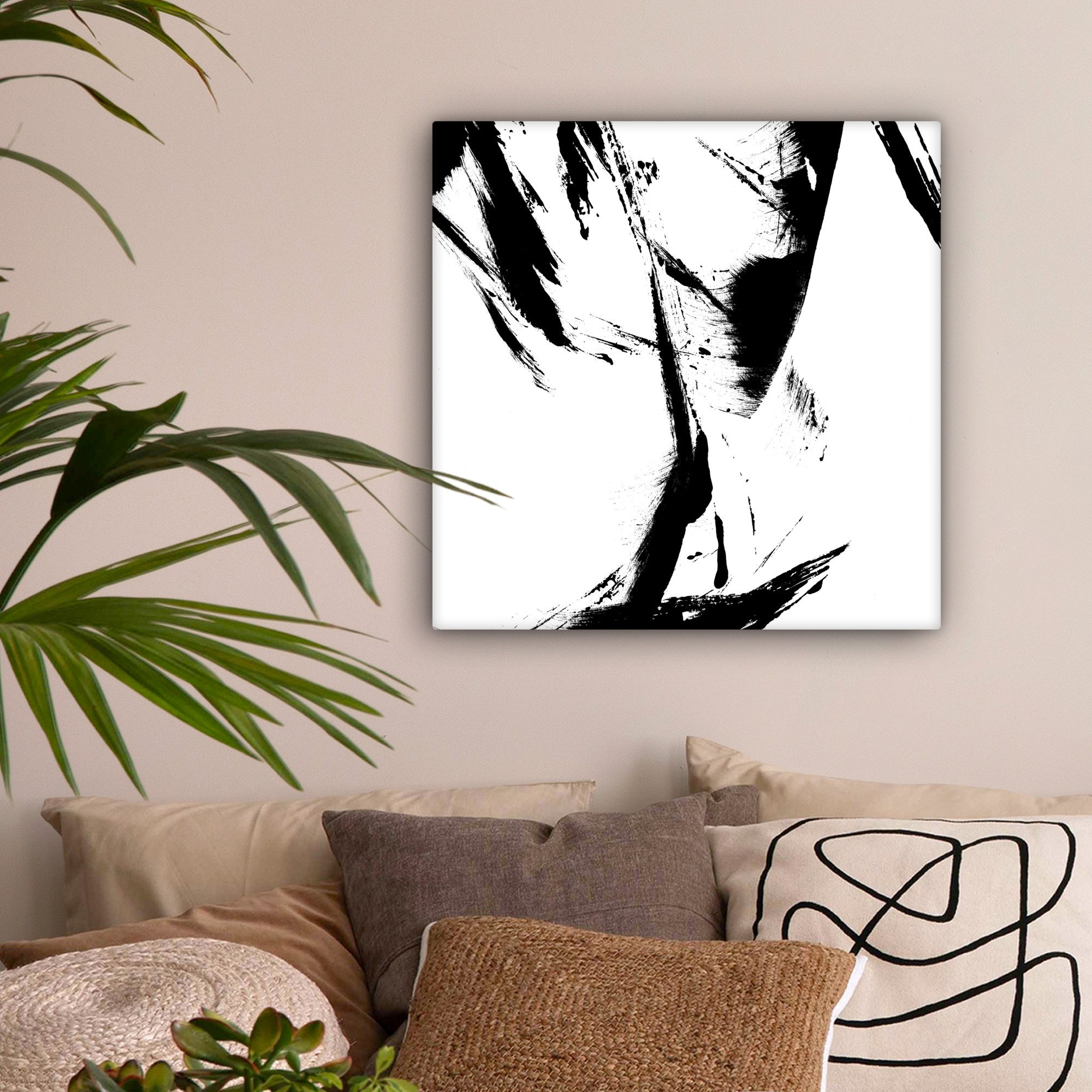 OneMillionCanvasses® Leinwandbild Farbe - Schwarz - Abstrakt, Fotodruck (1 St), Leinwand Bilder, Zimmer Wand Bild Dekoration 50x50 cm