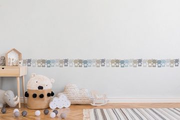 A.S. Création Bordüre Cute Bears, glatt, Tapete Kinderzimmer Blau Braun Weiß