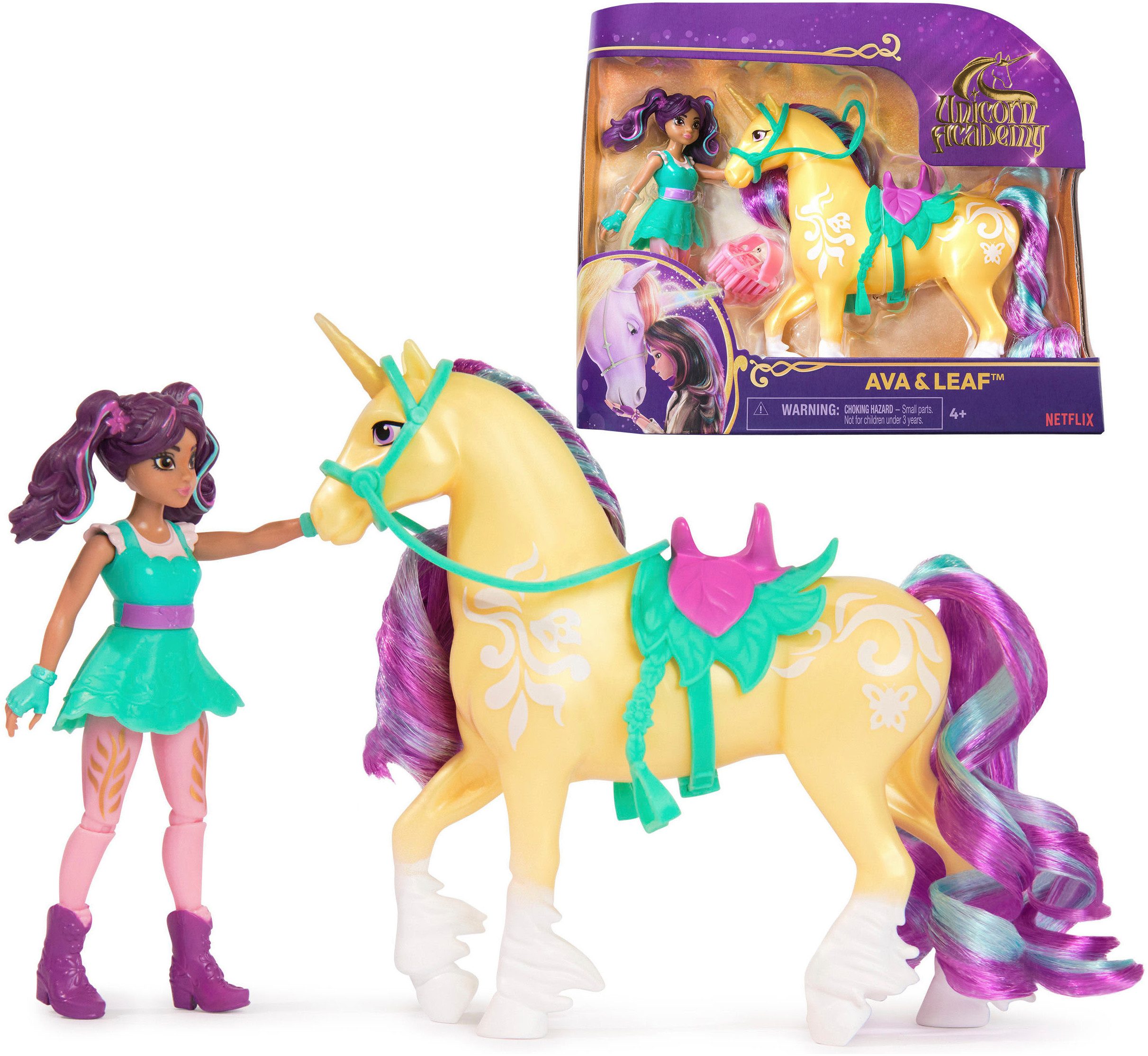 Spin Master Anziehpuppe Unicorn Academy - Small Doll & Unicorn - Ava & Leaf