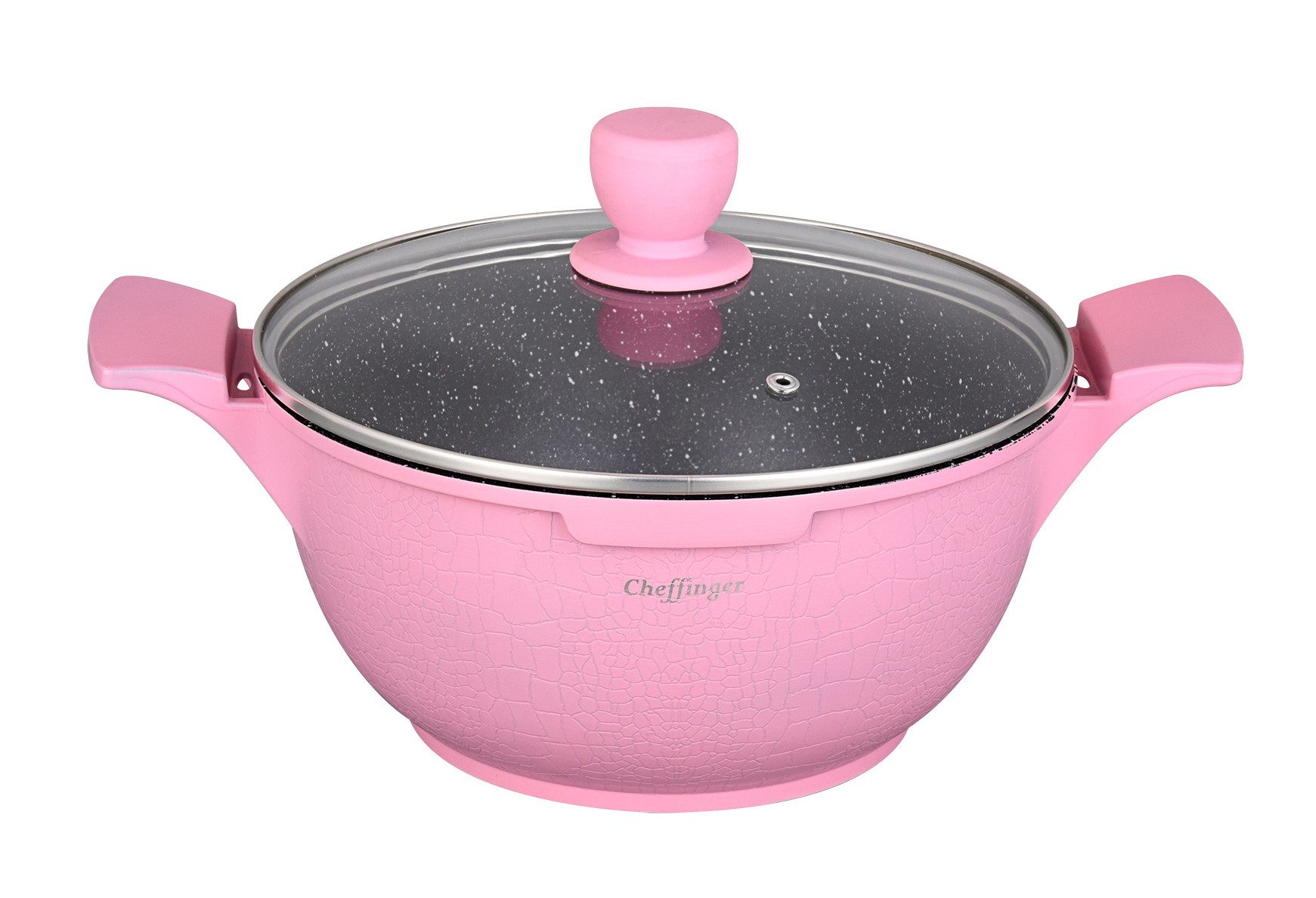 Cheffinger Kochtopf Kochtopfset 20-24-28cm 6-tlg Topf Induktion Alu Guss Geschirr Pink