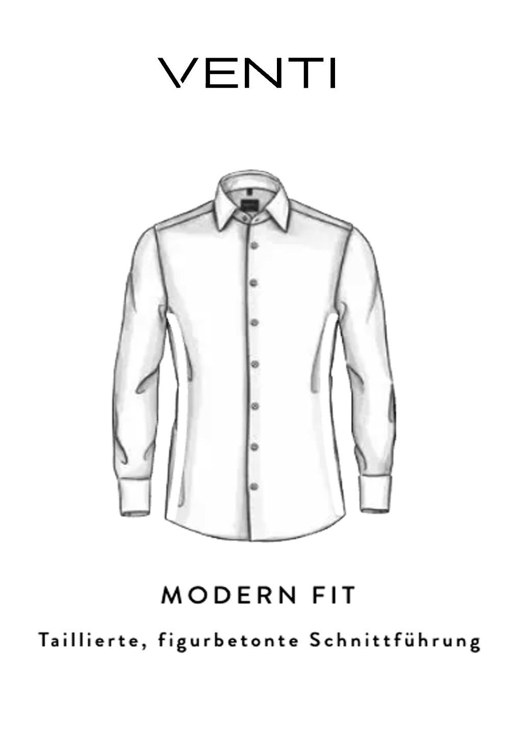1 - VENTI - Dunkelblau Einfarbig Fit Businesshemd Modern - - Businesshemd Langarm