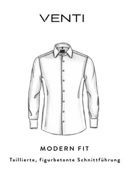 VENTI Businesshemd Businesshemd - Modern Fit - Langarm - Muster - Grün