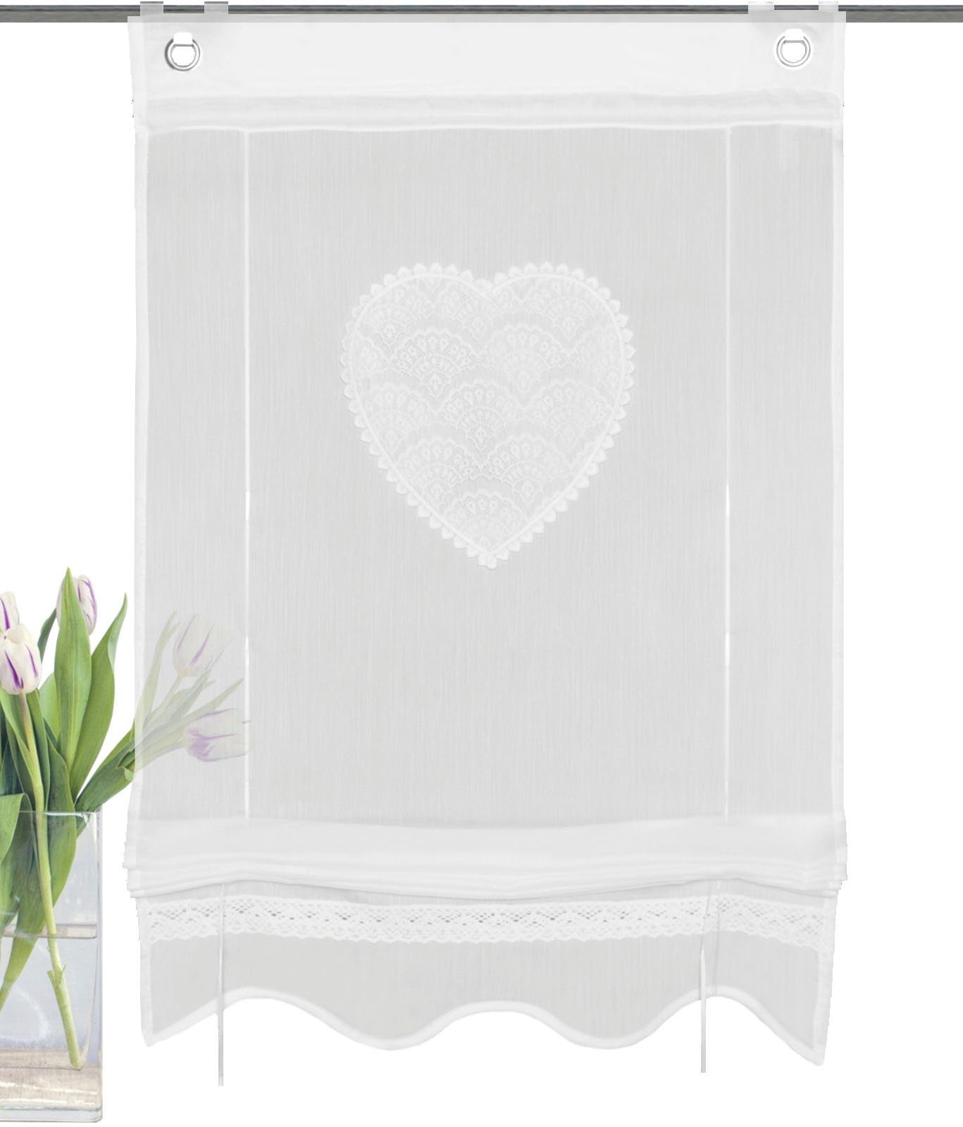 HOME WOHNIDEEN Bändchenrollo CORAZON, mit Hakenaufhängung, günstig online kaufen