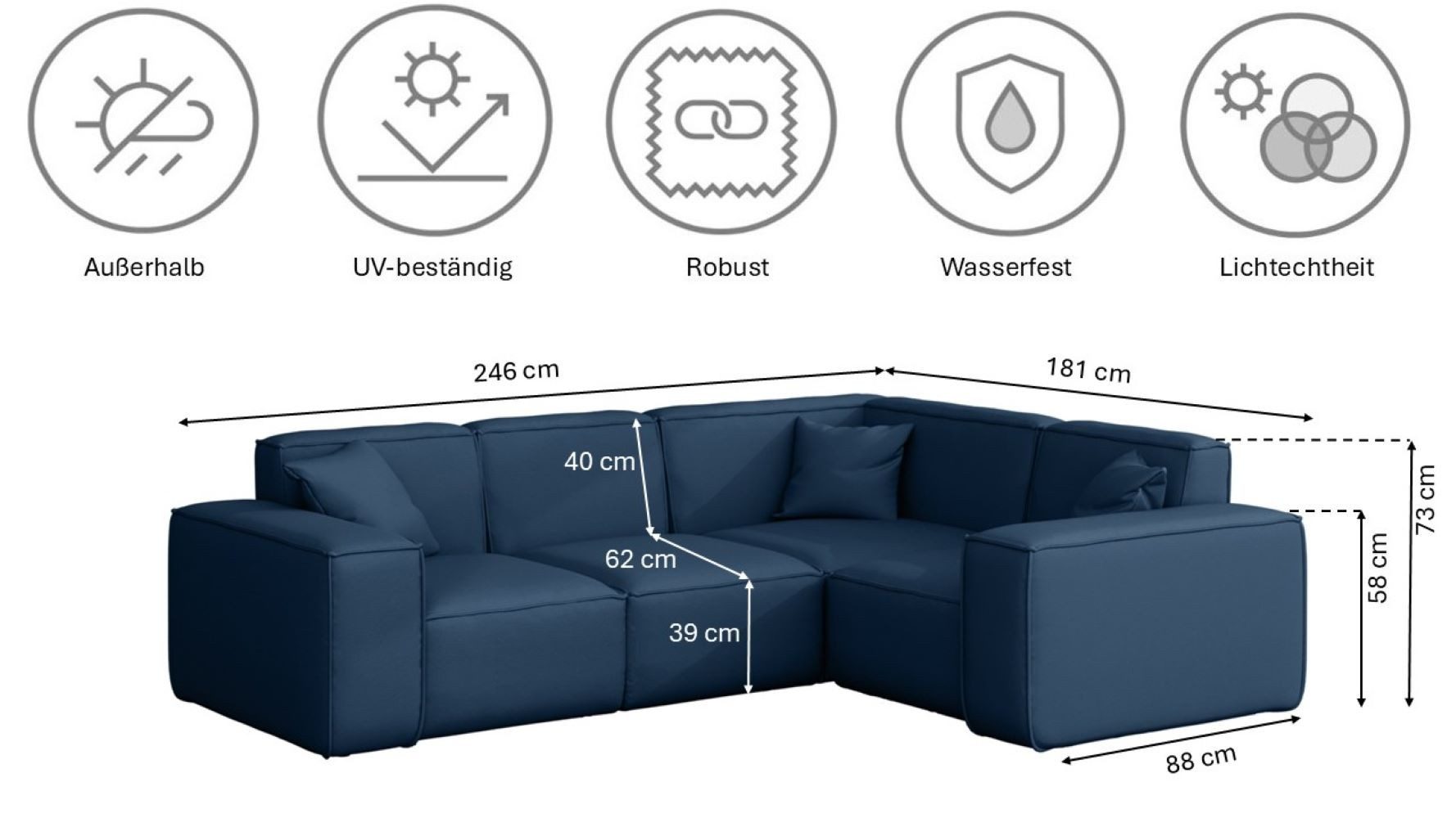 Kaiser Möbel Ecksofa Gartenmöbel für den Garten MALIBU, die Terrasse, den Hof, Gartenecksofa-Set