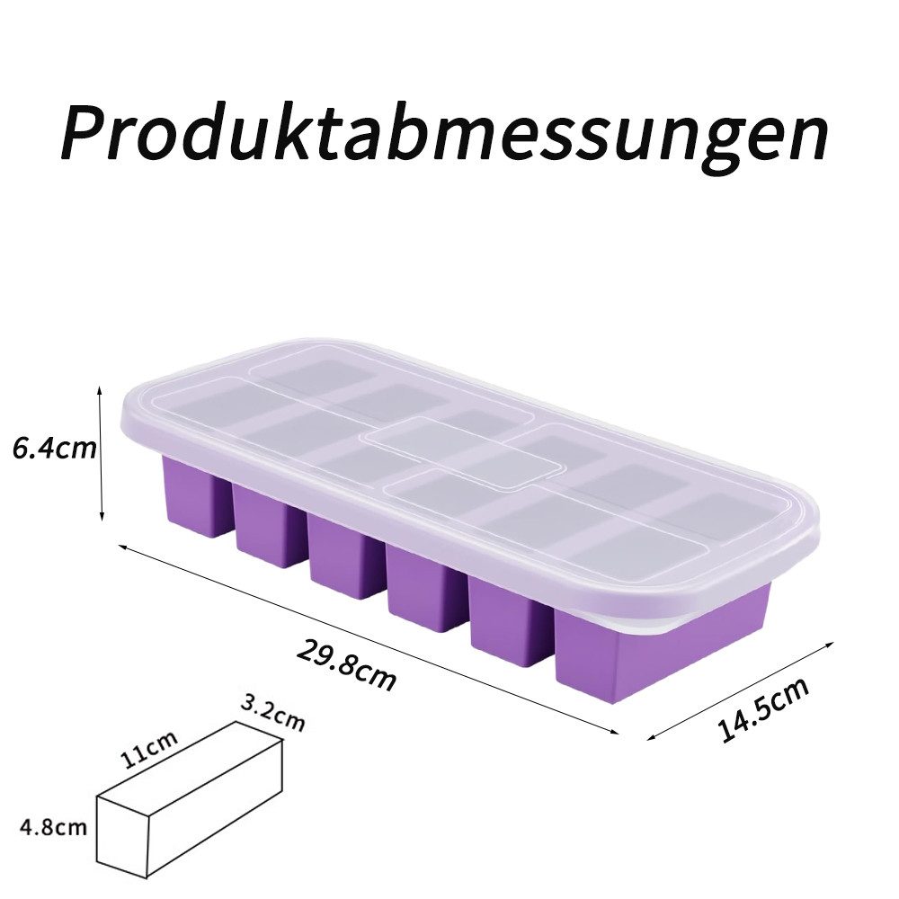 JASLIFE Eiswürfelform Silikon-Gefrierbehälter mit Deckel, Portionierer für Suppe & Soßen, (6-tlg) – Bild 2 von 5