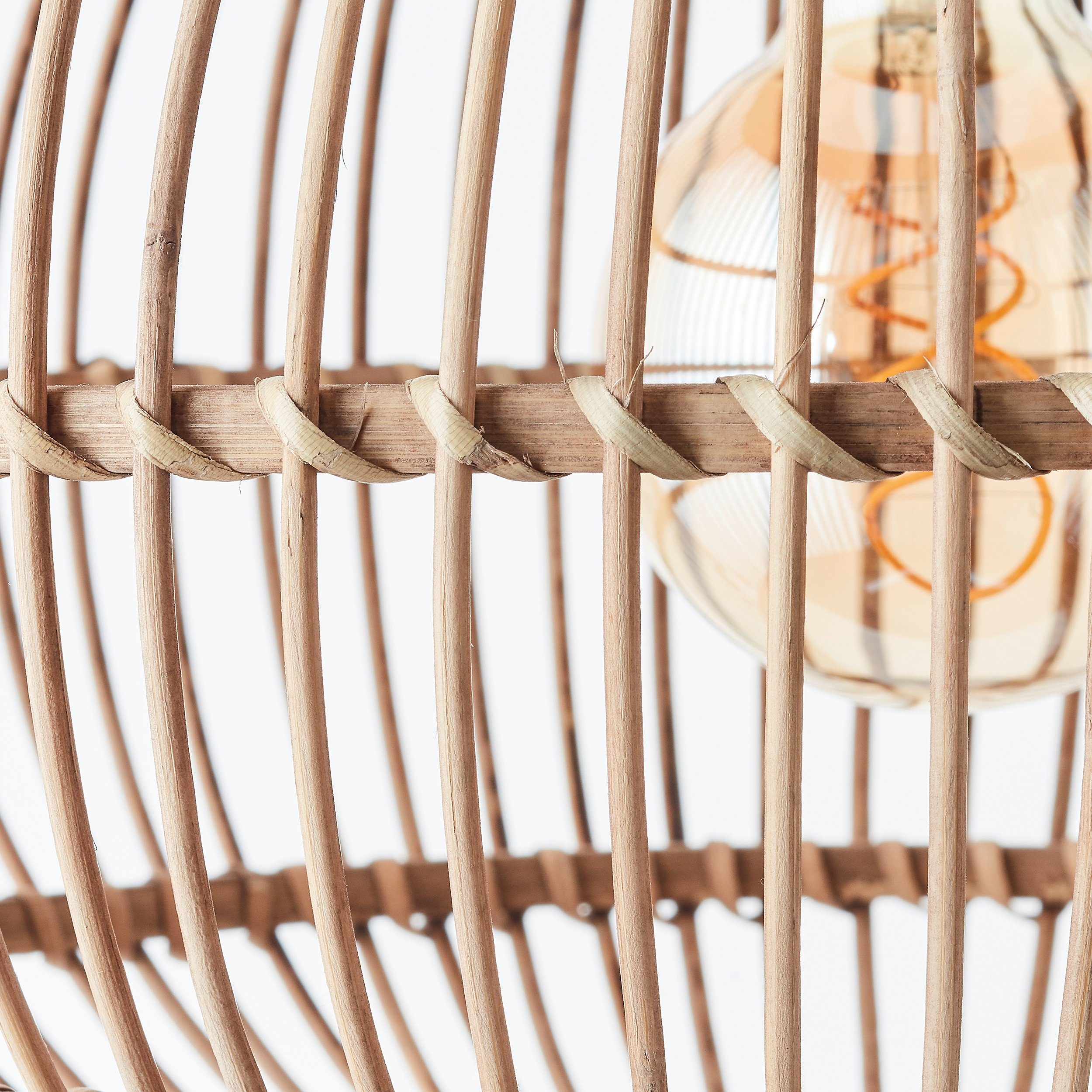 Brilliant Pendelleuchte Woodball, ohne Leuchtmittel, höhenverstellbare Boho Hängelampe mit Bambus Schirm, dimmbar, D 45 cm