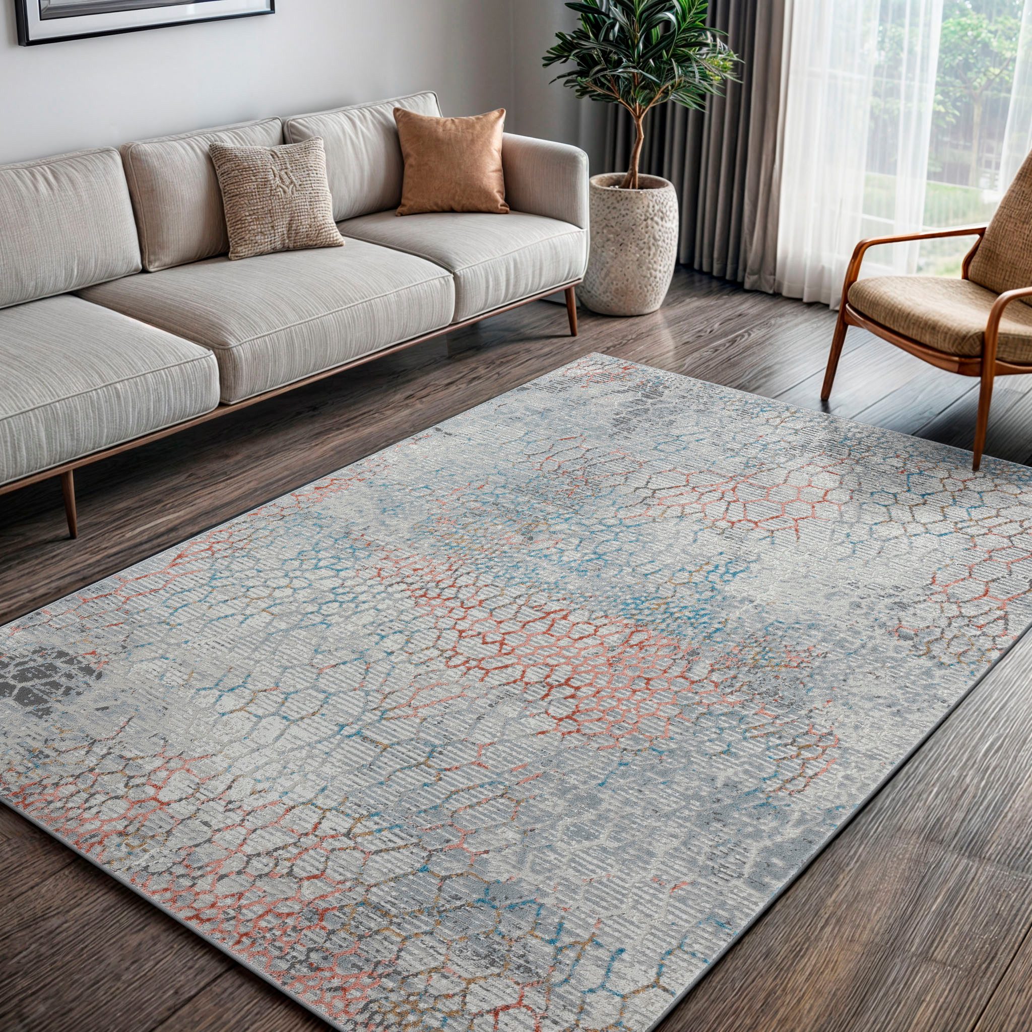 OTTO home Teppich Jaxyn, rechteckig, Höhe: 8 mm, Kurzflor, modernes Design, pflegeleicht, Wohnzimmer