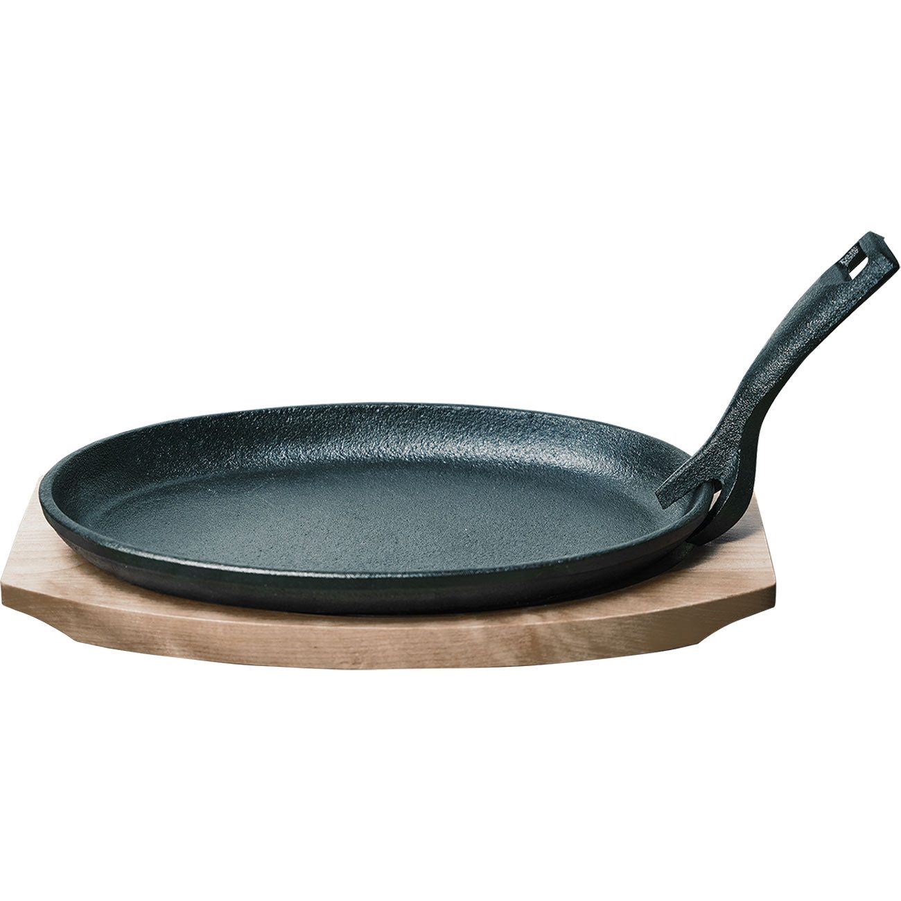 Casativo Servierpfanne Profi Gusseisen Servierpfanne bis 230°C mit Holzuntersetzer 820g, Gusseisen (1-tlg., 1er-Set/2er-Set/4er-Set), abnehmbarer Griff, backofenfest, 24 x 14 x 2,2 cm, haltbar