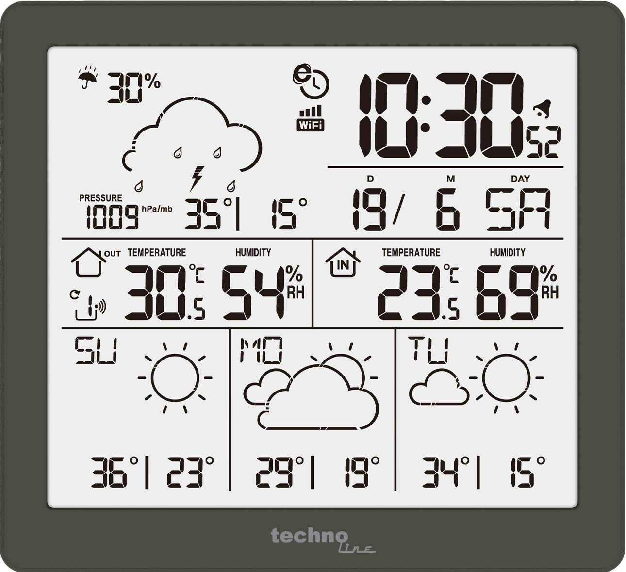 technoline WD 2200 Wetterstation (inkl. Außensender, 4-Tage-Prognose, App-Anbindung, Wetterdaten & Luftfeuchtigkeit)