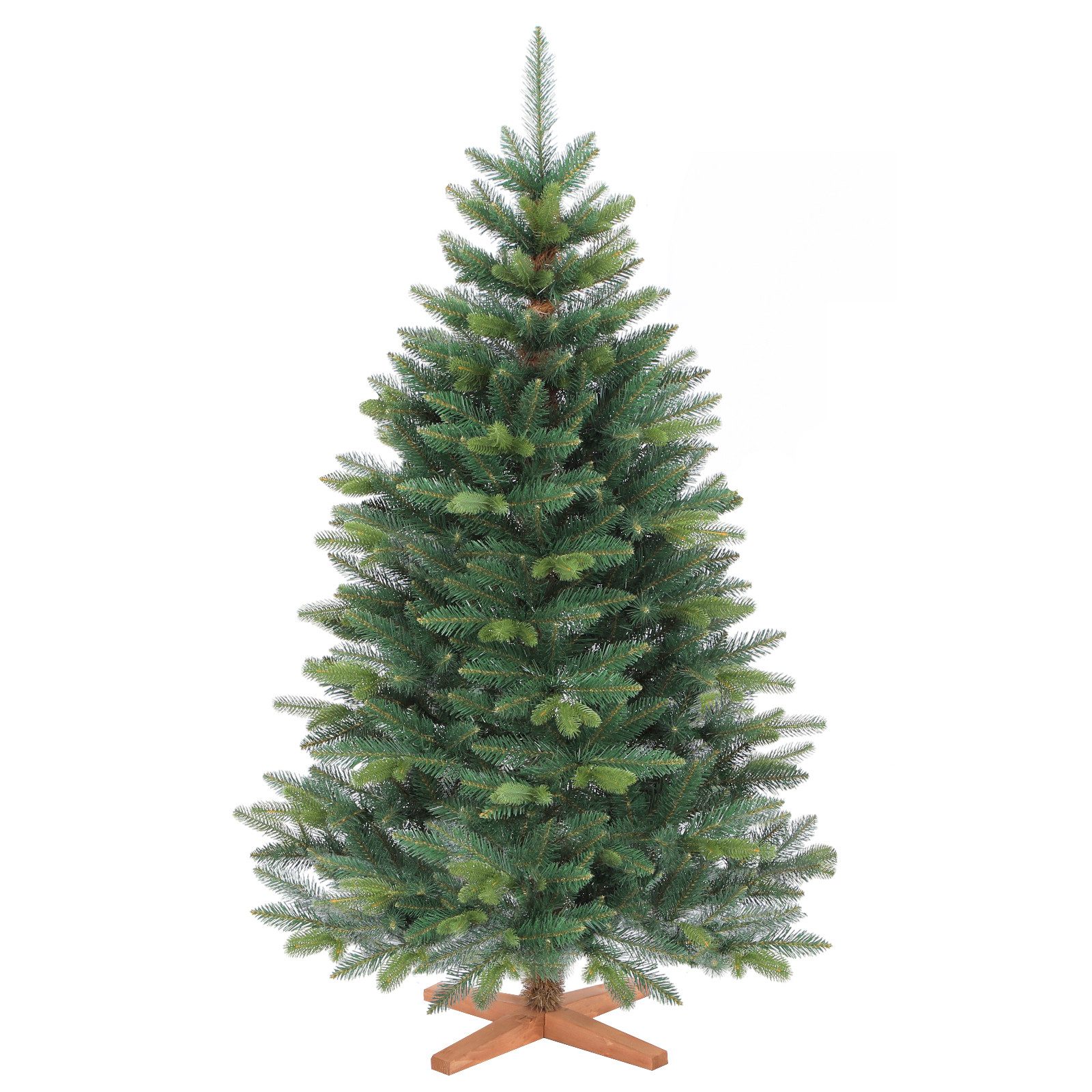 Salcar Künstlicher Weihnachtsbaum Christbaum PE PVC Nordmanntanne Tannenbaum mit Echtholz Baumständer, Nordmanntanne, 150 cm, Ø101 cm, zweifarbig, naturgetreu nachgebildetes Kunstmaterial