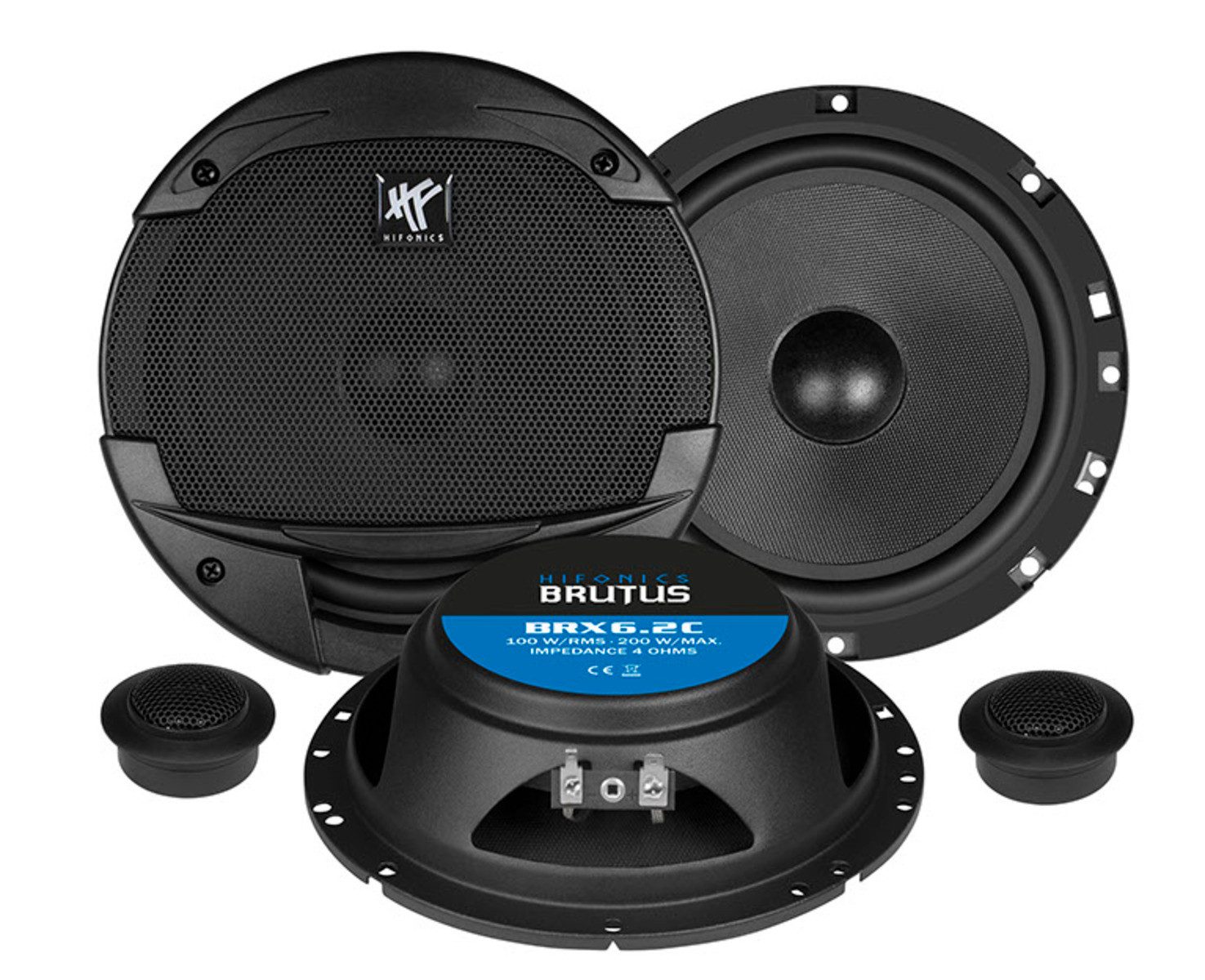 Hifonics BRX6.2C 16,5 cm (6.5) 2-Wege Komponenten-System extra flach Auto-Lautsprecher (100 W)