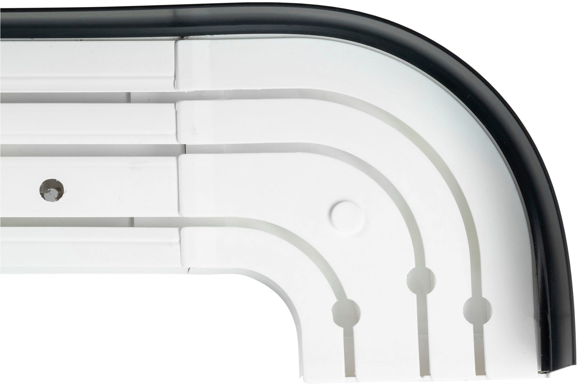 SN DECO GROUP Vorhangschiene SH3, 3-läufig, Fixmaß, mit Bohren, verschraubt, Kunststoff, Set 3-läufig,inkl. Rundbögen, Blende 5 cm, vorgebohrt, Innenlauf