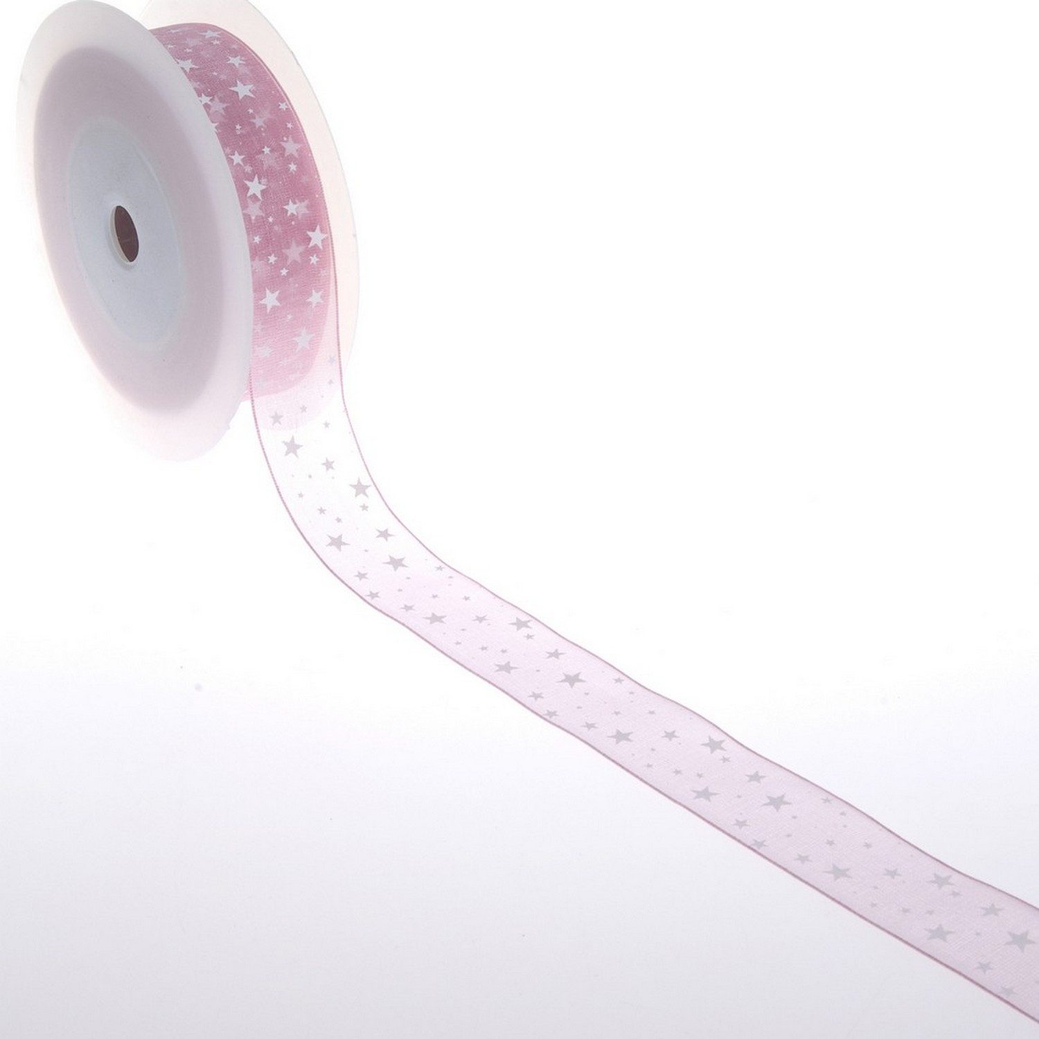 Deko AS Dekoobjekt Organzaband mit Sternchen - rosa - 25mm - 25m - 90165 31