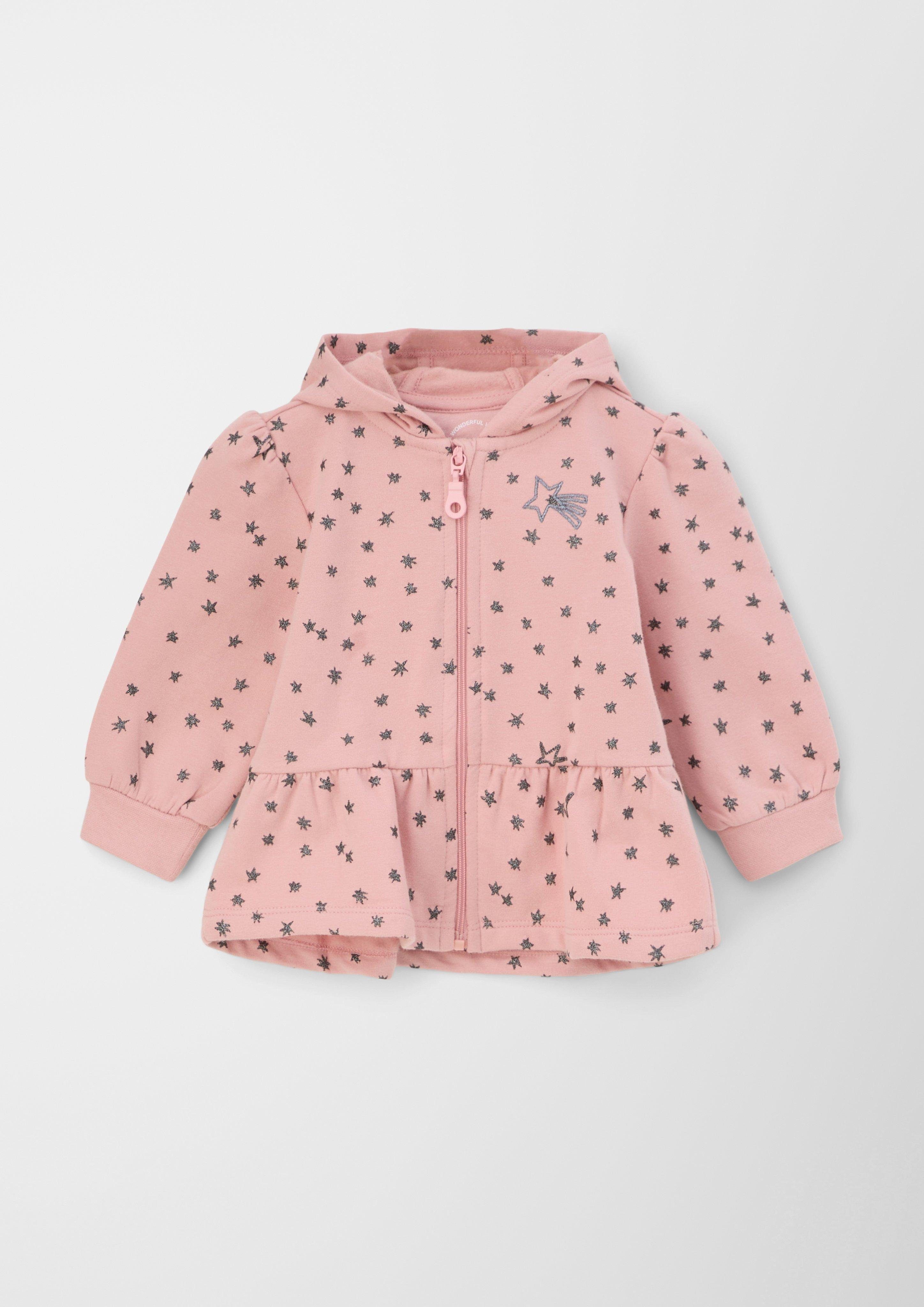 Stickerei Outdoorjacke Junior mit Glitzer, Sweatjacke Volants rosa s.Oliver s.Oliver Volants,