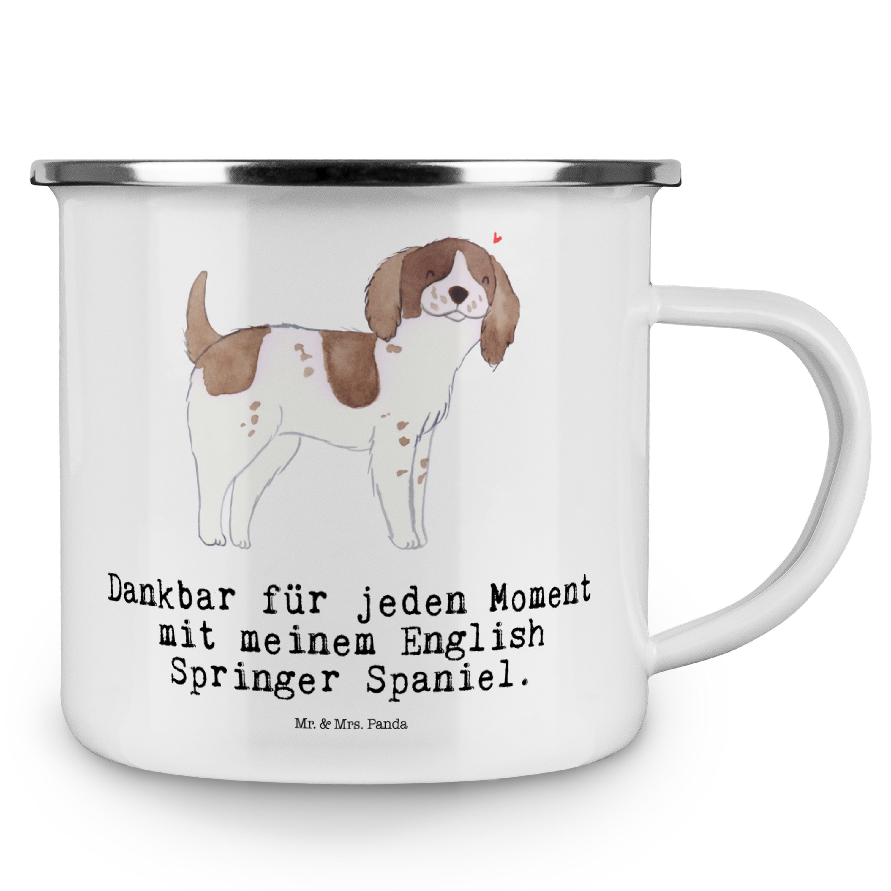 Mr. - - Geschenk, Becher & Springer Spaniel Weiß Mrs. Panda Moment Camping English Tasse Emaille Meta,