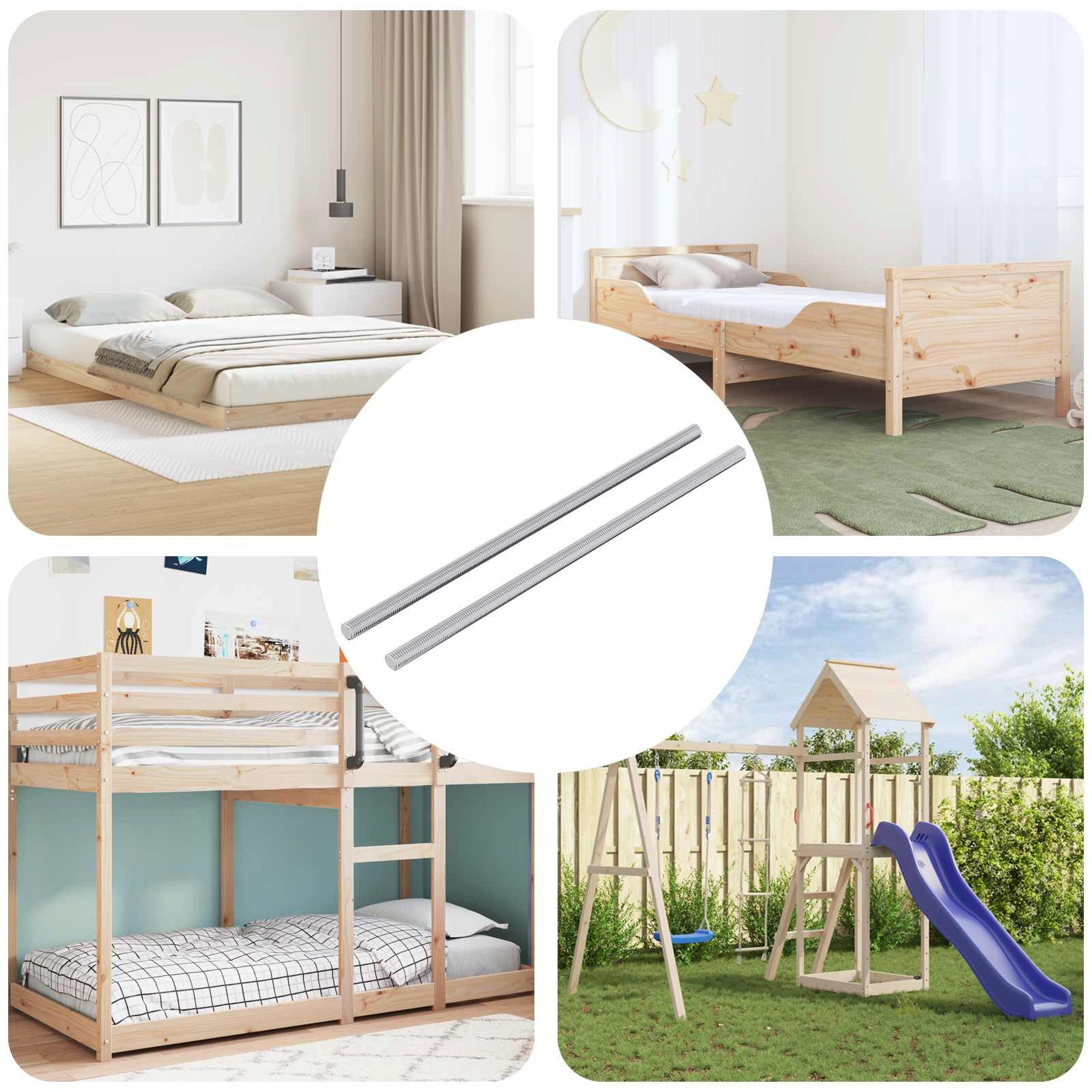 vidaXL Gewindestange, Gewindestange 2 pcs Silber 6 x 170 mm Stahl