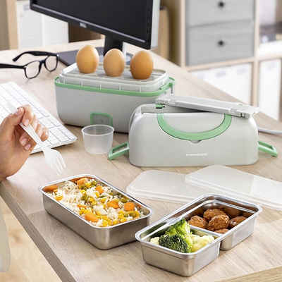 InnovaGoods Elektrische Lunchbox 3-in-1 elektrische Dampfgarer-Lunchbox mit Rezeptküche