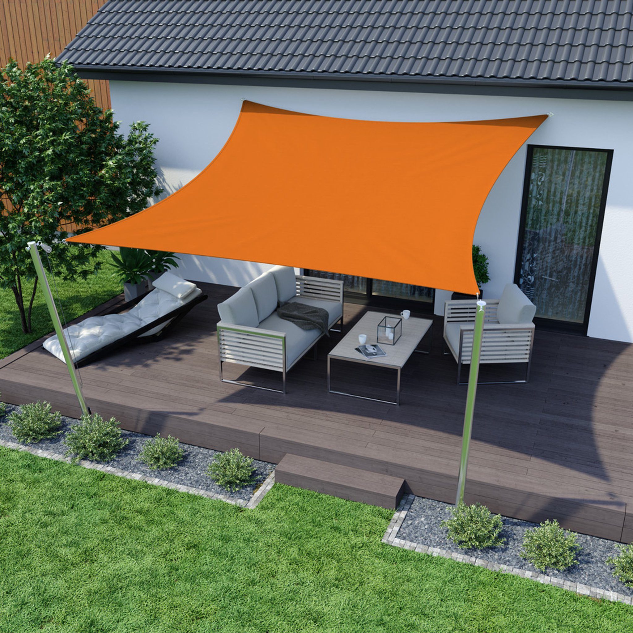 jarolift Sonnensegel Sonnensegel 3,6x3,6m quadratisch orange UV-Schutz wasserabweisend, (1-tlg), Hoher UV-Schutz & wetterfestes Material