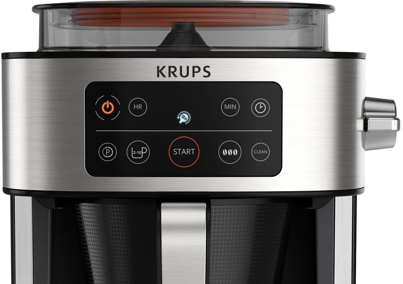 Krups Filterkaffeemaschine für Aroma Kaffeekanne, Partner, zu 400 Kaffee bis frischen KM760D 1,25l Kaffee-Vorratsbox integrierte g