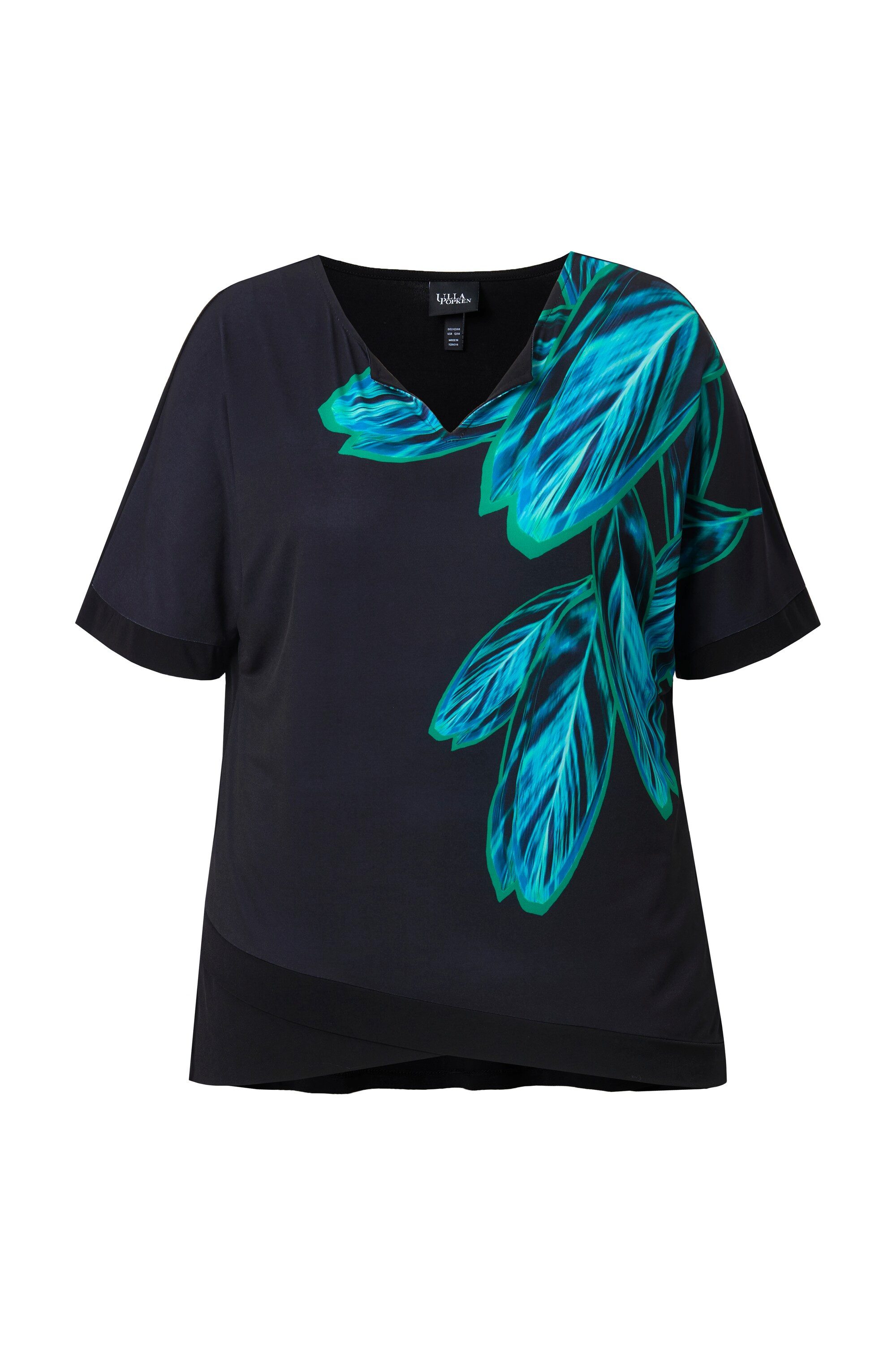 Ulla Popken T-Shirt T-Shirt Blätter Oversized günstig online kaufen