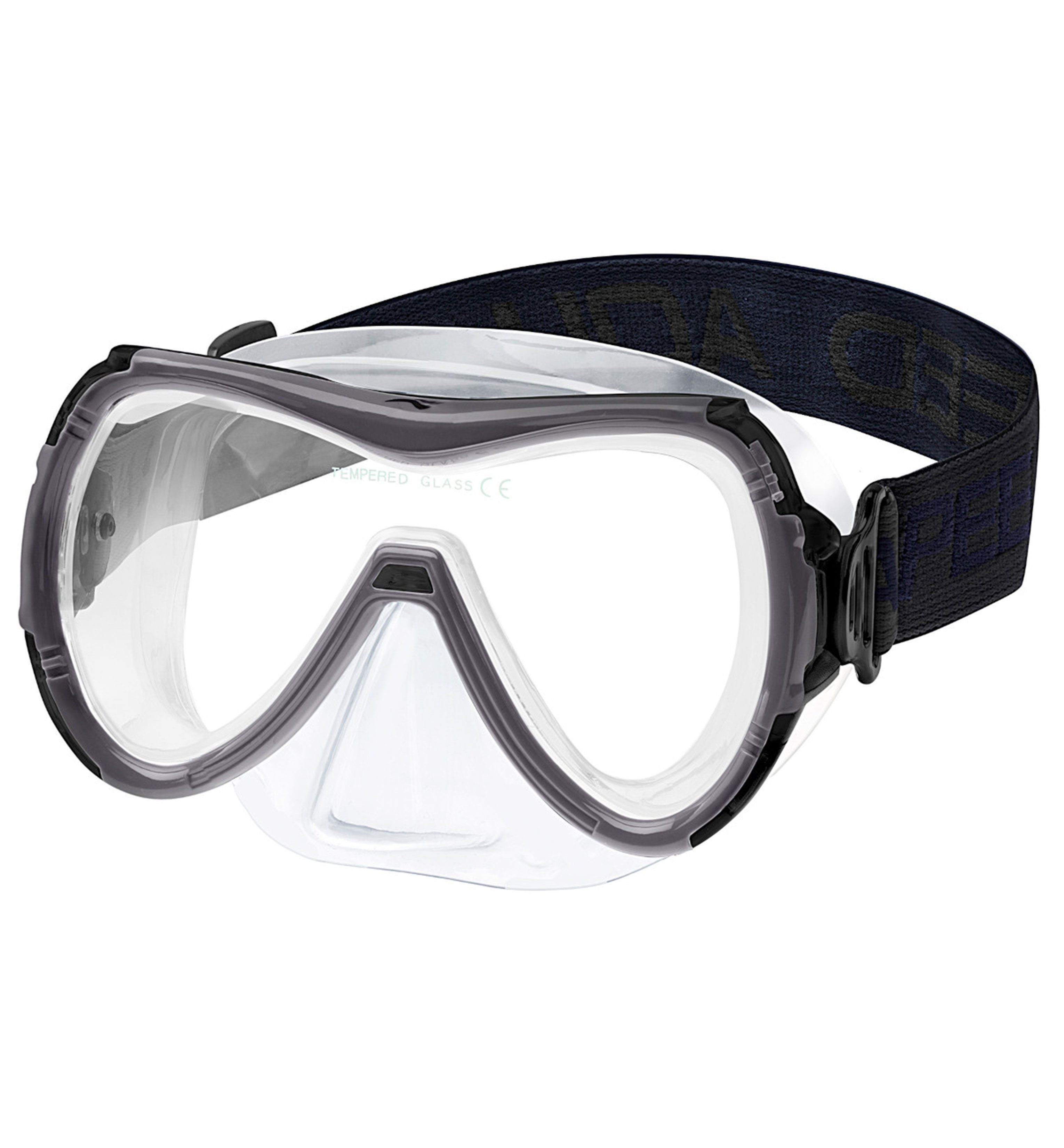 Aqua Speed Schnorchel RAY FS Tauchmaske mit Stoff-Kopfband für Erwachsene / Jugendliche (Einzel Schwimmmaske mit gehärtetem Glas), Taucherbrille Stoffband Einzellinse