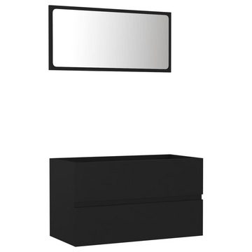 vidaXL Badezimmer-Set 2-tlg. Badmöbel-Set Schwarz Holzwerkstoff, (1-St)