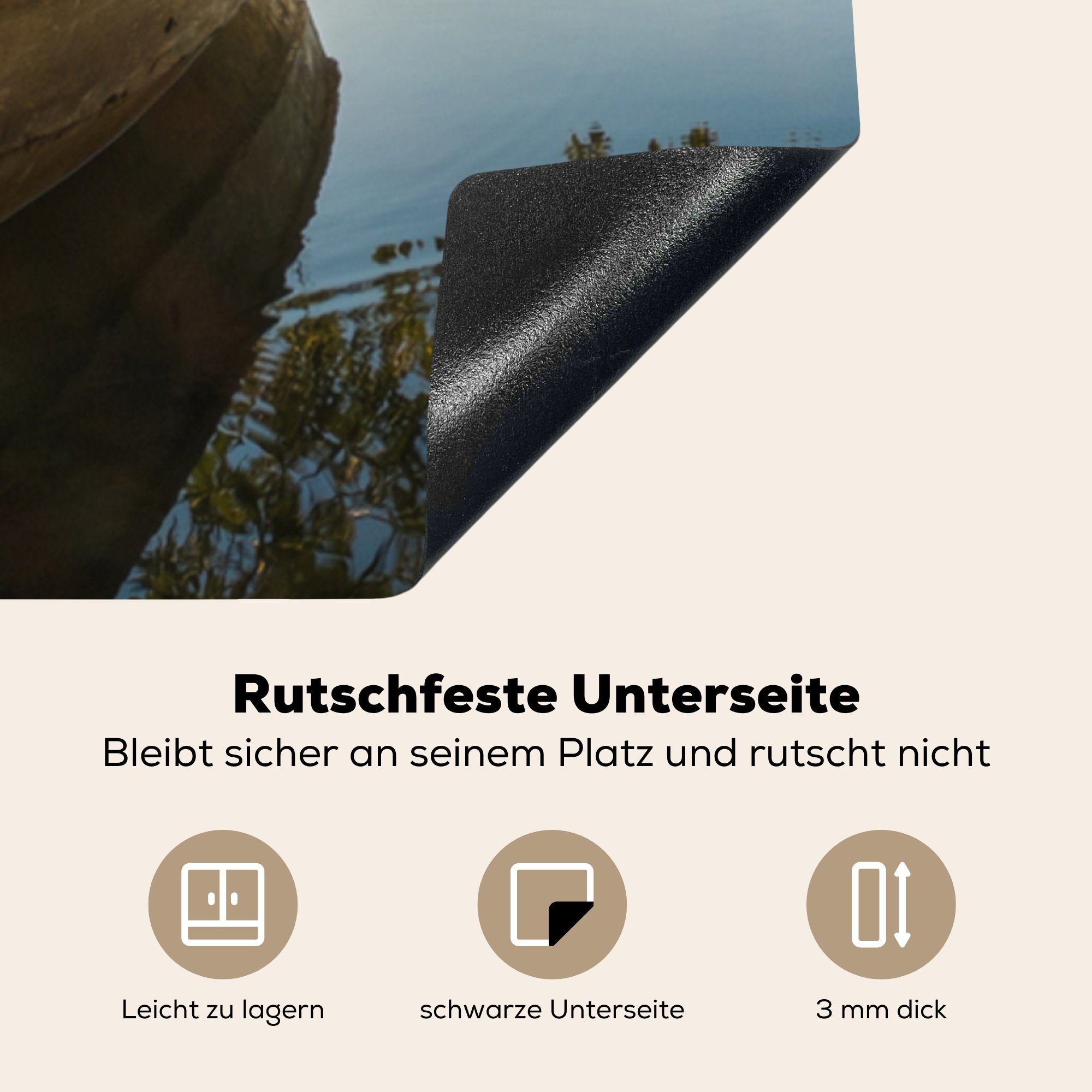 Thailand tlg), Baum, Arbeitsplatte Boot cm, - Vinyl, für Ceranfeldabdeckung, 78x78 küche MuchoWow - Herdblende-/Abdeckplatte (1