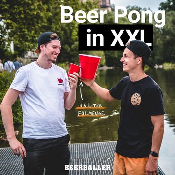 BeerBaller Spielesammlung, Trinkspiel BeerBaller® Giant Pong - 20 rote Cups und 2 Bälle im XXL Format, Flunkyball nur besser!