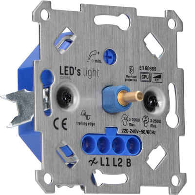 LED's light Drehdimmer 0190012 Phasenabschnittsdimmer, 3-250 W Markenkompatibel flache Bauform