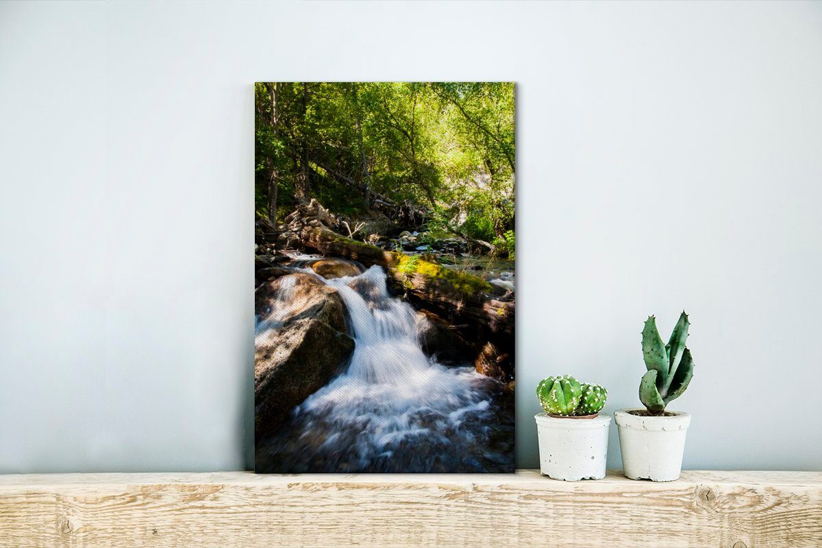 OneMillionCanvasses® Leinwandbild Wasserfall im Nationalpark St), Maurici, cm Aigüestortes 20x30 bespannt Leinwandbild (1 Zackenaufhänger, Estany de inkl. Sant i Gemälde, fertig