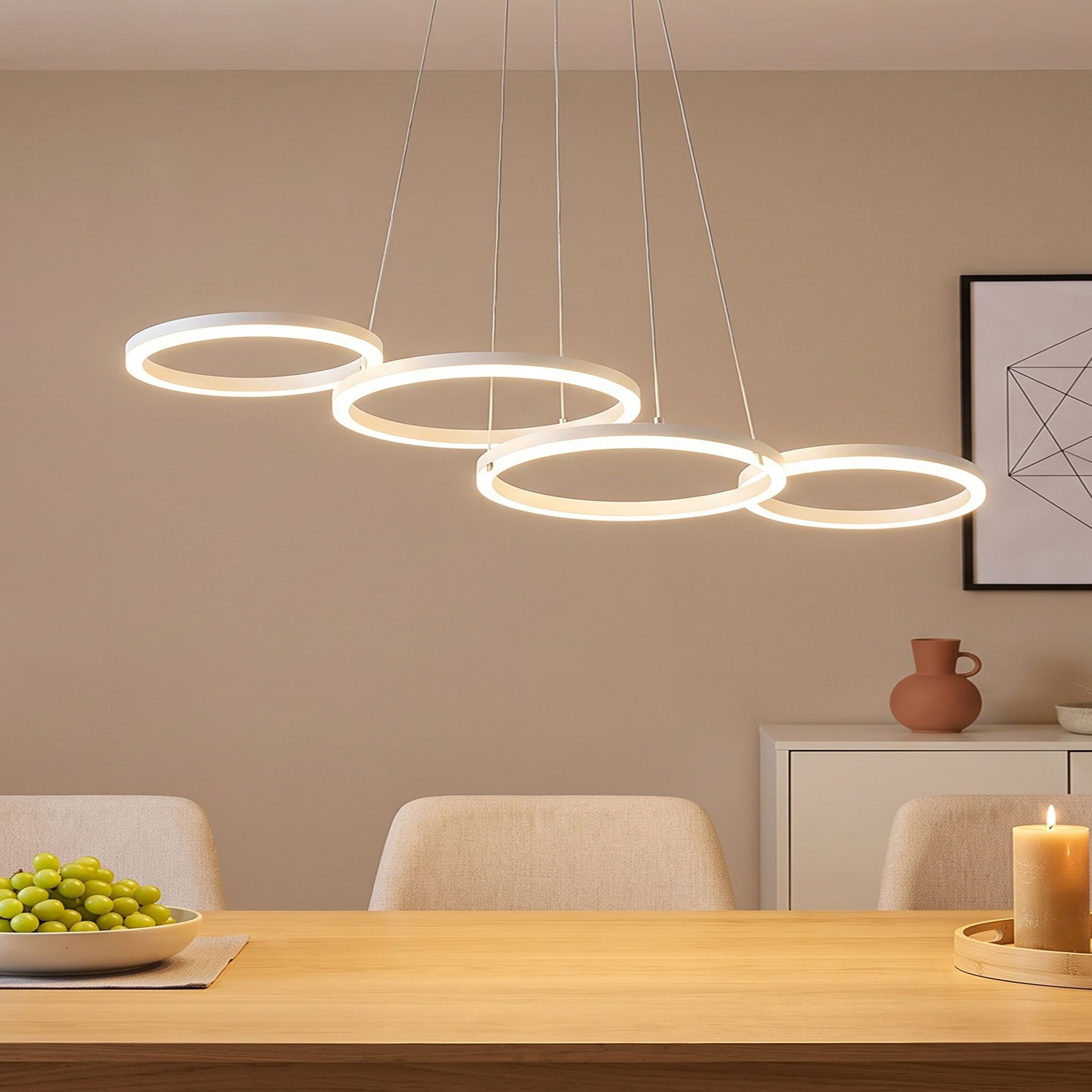 oyajia LED Pendelleuchte 30W LED Pendelleuchte 88cm, Dimmbar Hängelampe Esstisch Küchenlampe, LED fest integriert, Warmweiß, Naturweiß, Kaltweiß, 3000K-6500K mit Fernbedienung, für Bar, Salon, Küche, Hotel, Esszimmer