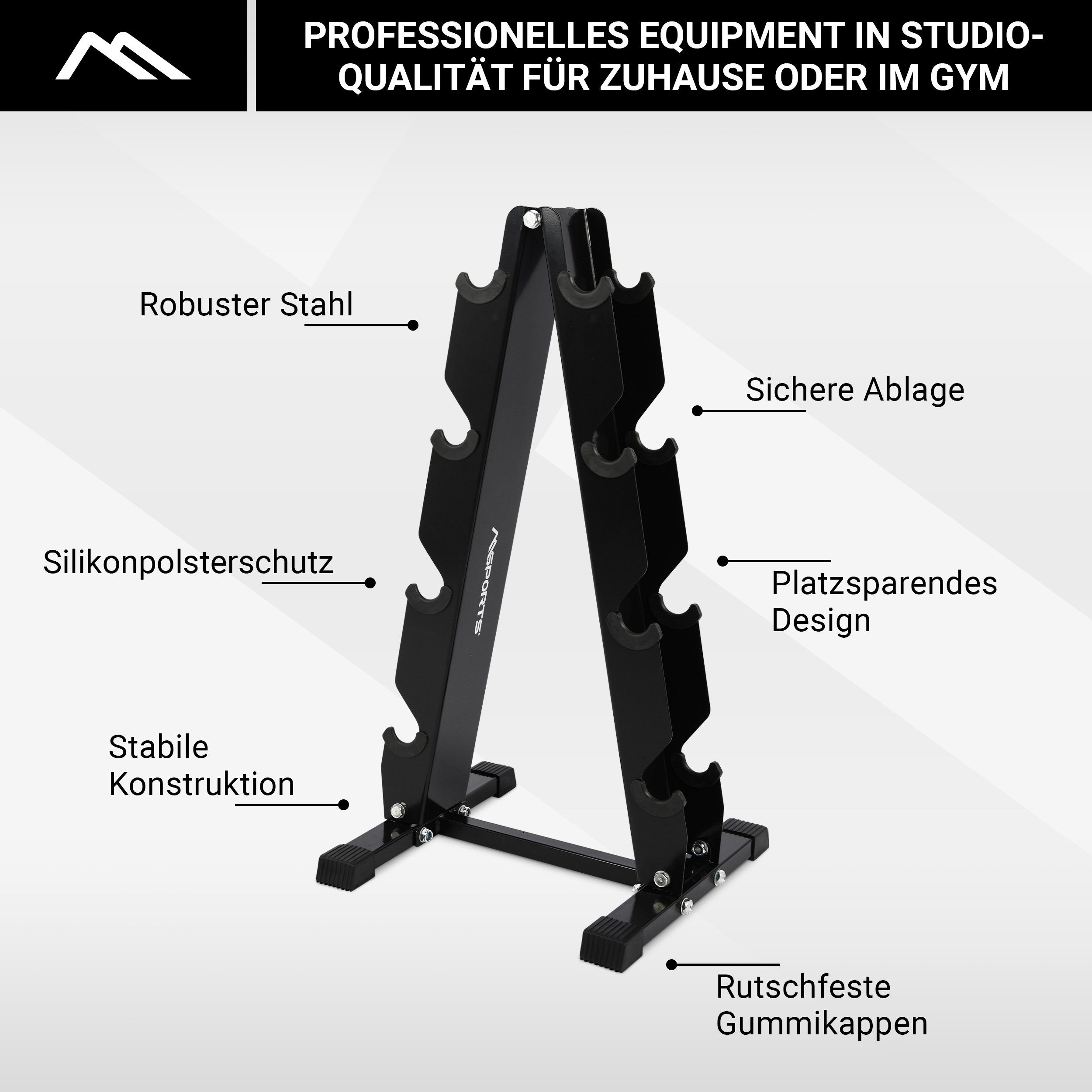 MSports® Kurzhantel Rack mit 300kg Belastbarkeit Hantelständer Hantelablage – Bild 4 von 5