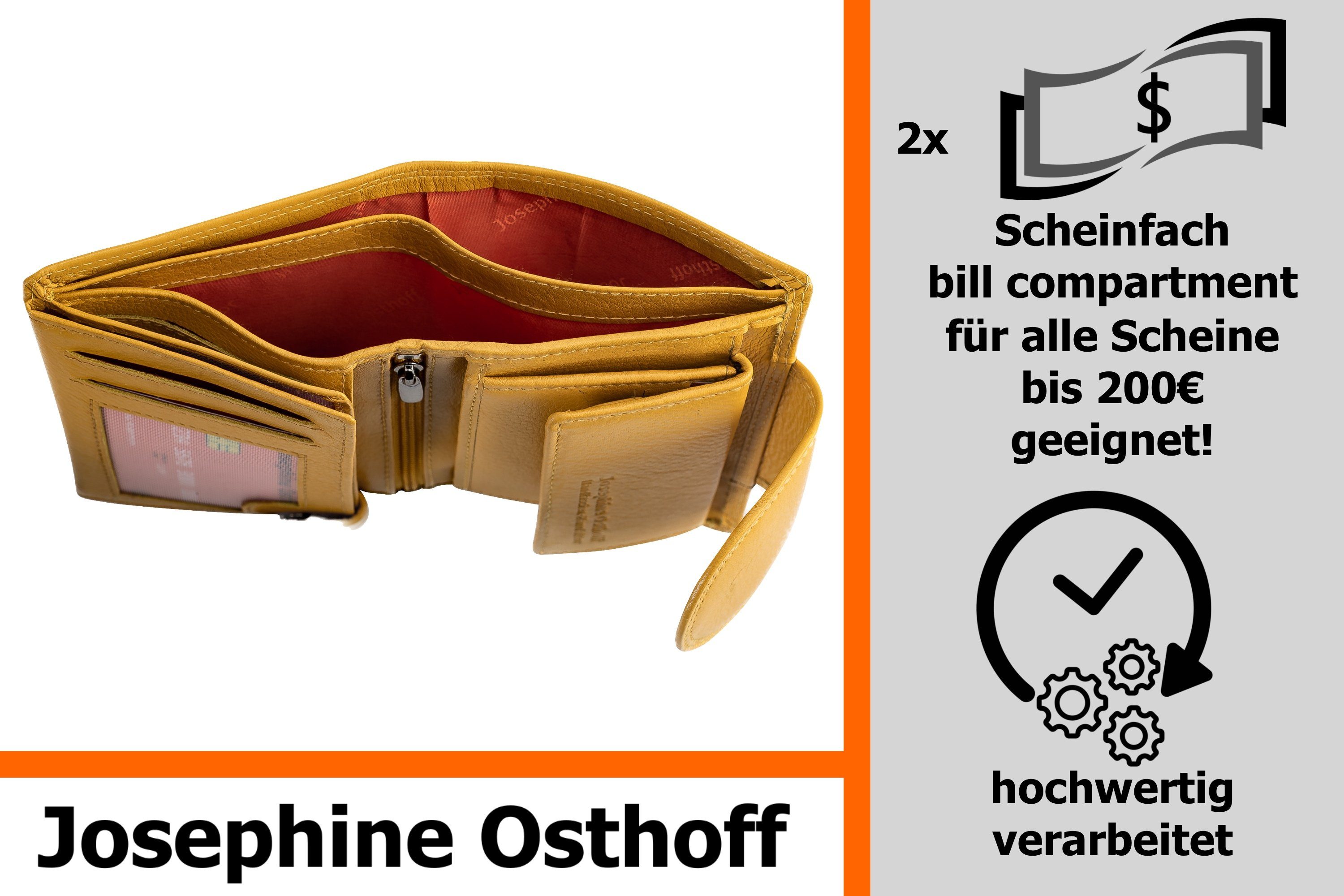 Wiener Josephine Geldbörse Osthoff Minibrieftasche gelb Brieftasche