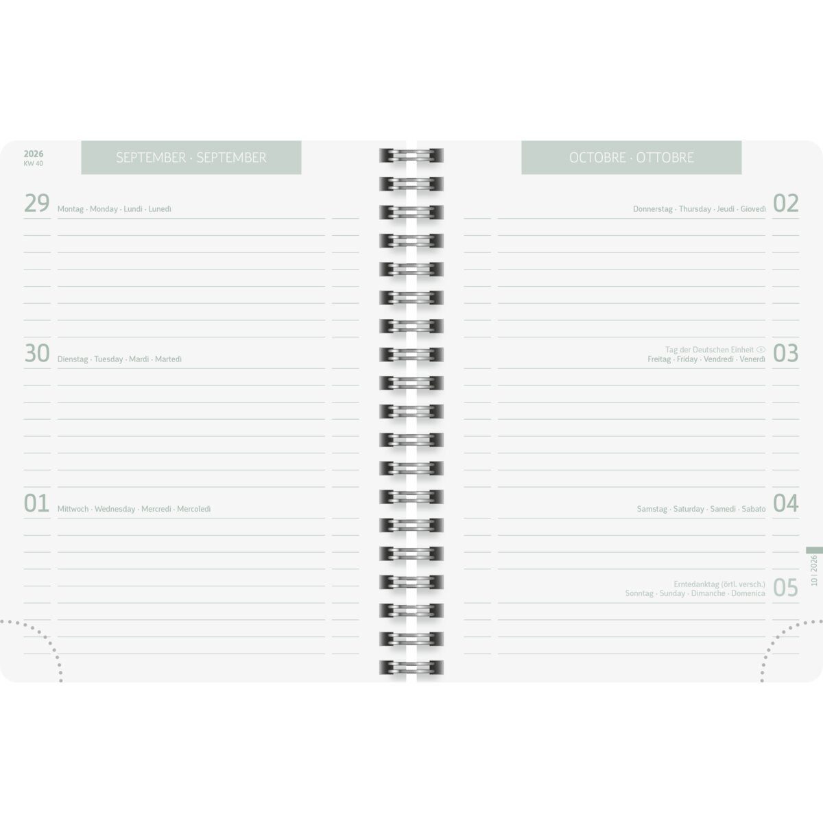 BRUNNEN Buchkalender Schülerkalender A6 1 Woche/2 Seiten Bloom 2026/2027 – Bild 2 von 5