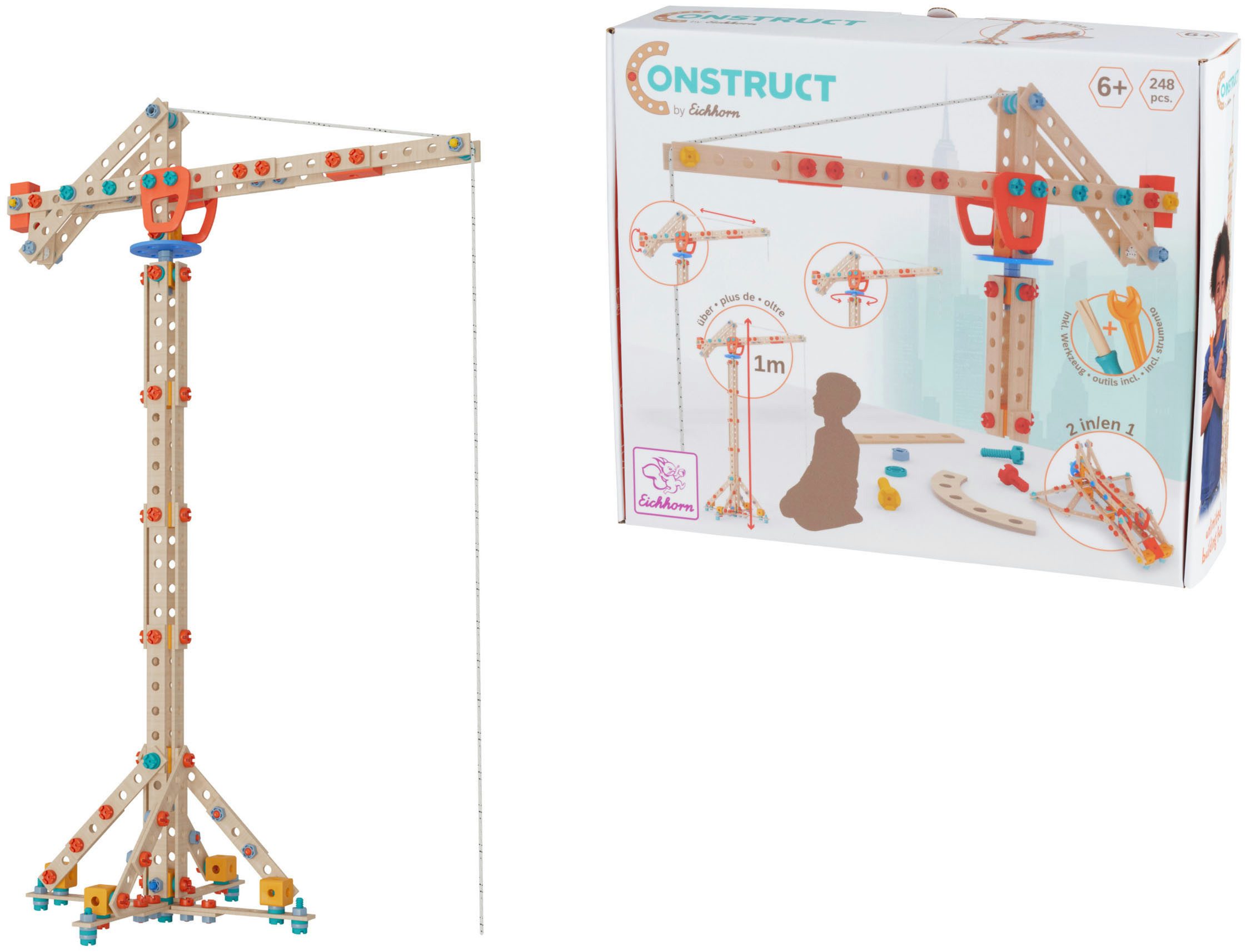 Eichhorn Constructor Kran Konstruktionsspielsteine, (248 St), Made in Germany