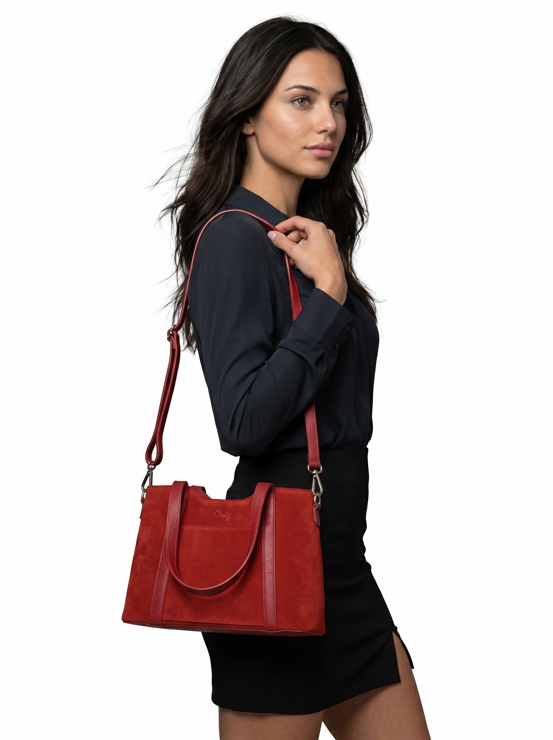 Cluty Henkeltasche, echt Leder, Made in Italy